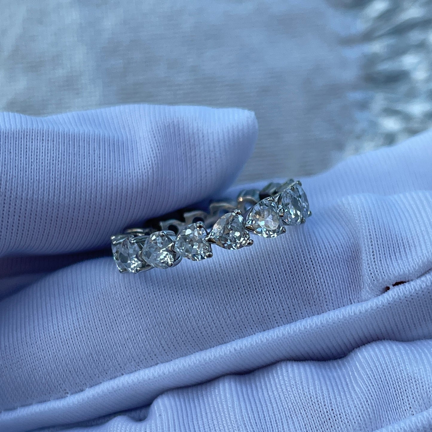 Lab Created Romantic Heart Diamond Wedding Band Ring | Luxury Silver Engagement Eternity Band