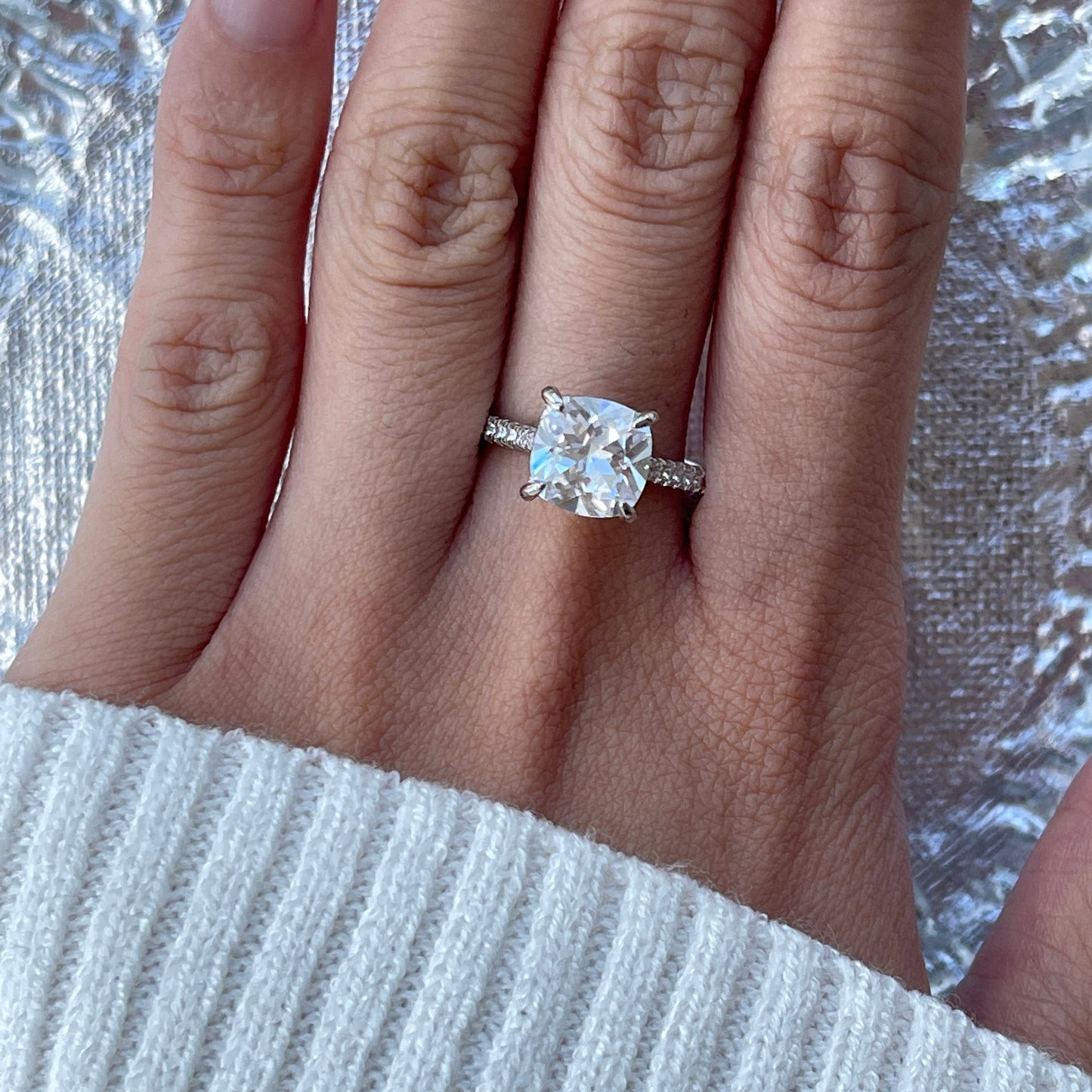 1 Ct Cushion Solitaire Diamond Ring, Lab-created Diamond Engagement Promise Ring, 925 Sterling Silver Ring, Wedding Anniversary Bridal Ring