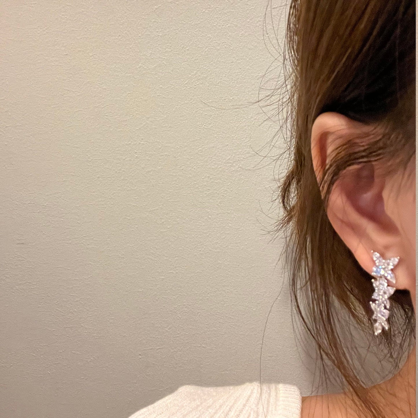 Floral bridal earrings, romantic earrings, celestial silver earrings, diamond cz earrings, crystal bridal bridesmaid earrings, chandelier
