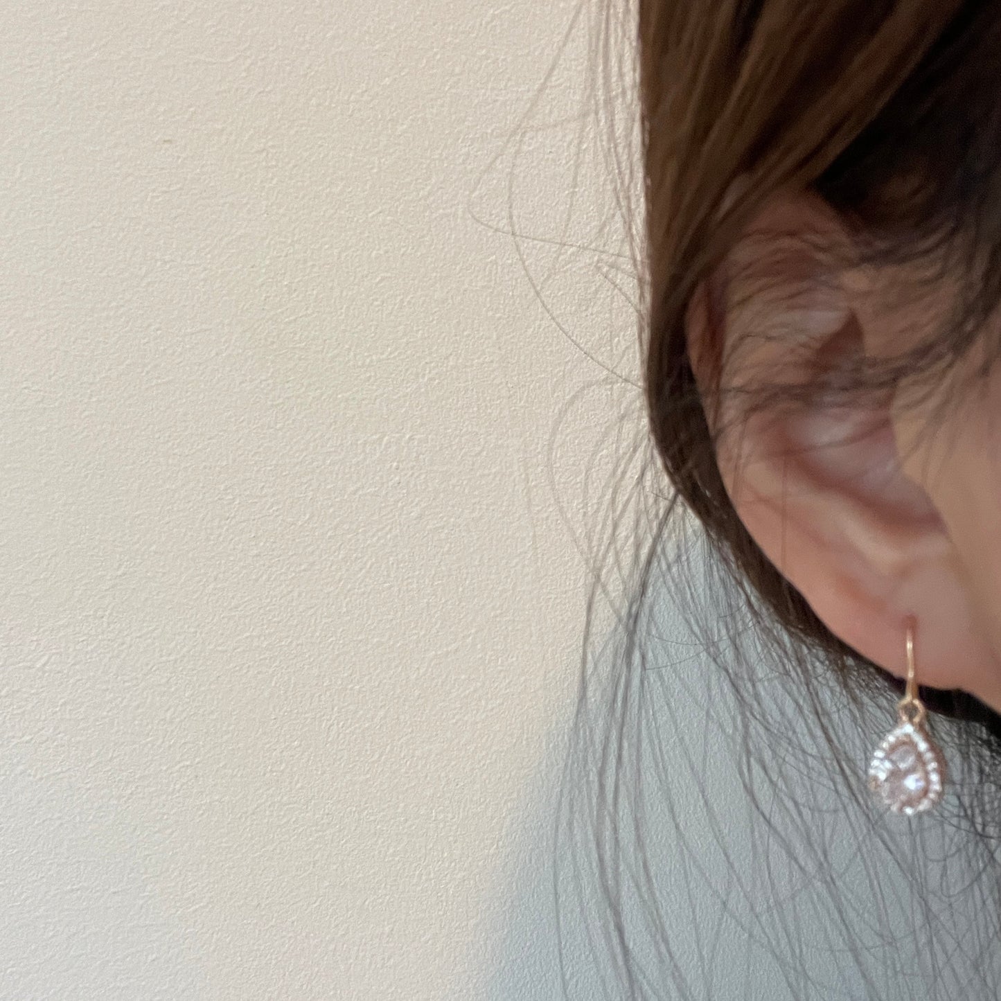 14k Gold-filled drop earrings, crystal dangle earrings, dainty gold lace earrings, classic teardrop rectangle cz earrings, minimalist gift