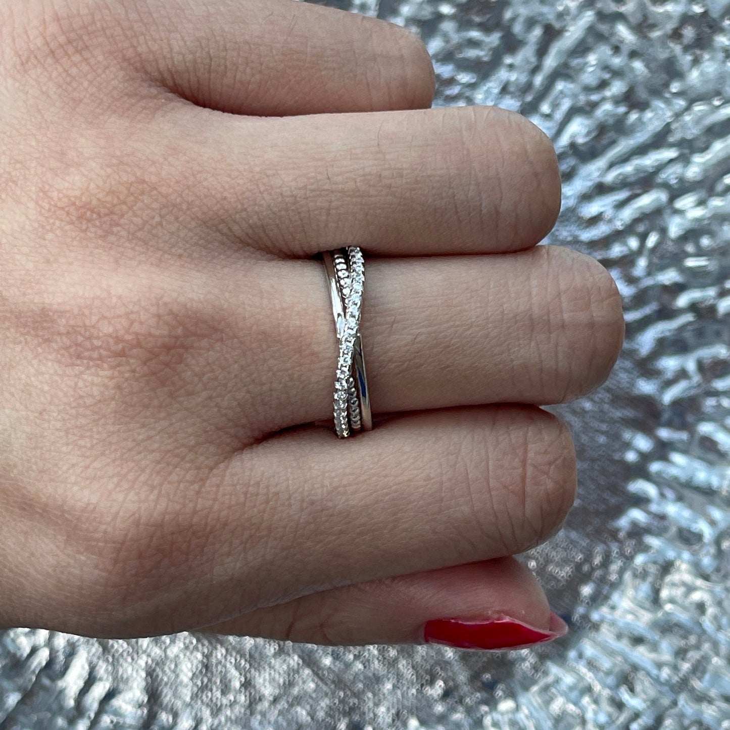 Infinity mobius ring, 925 silver ring, Twist interlocking, Trinity cz ring, Wedding bridal band, Eternity forever ring, Anniversary gifts