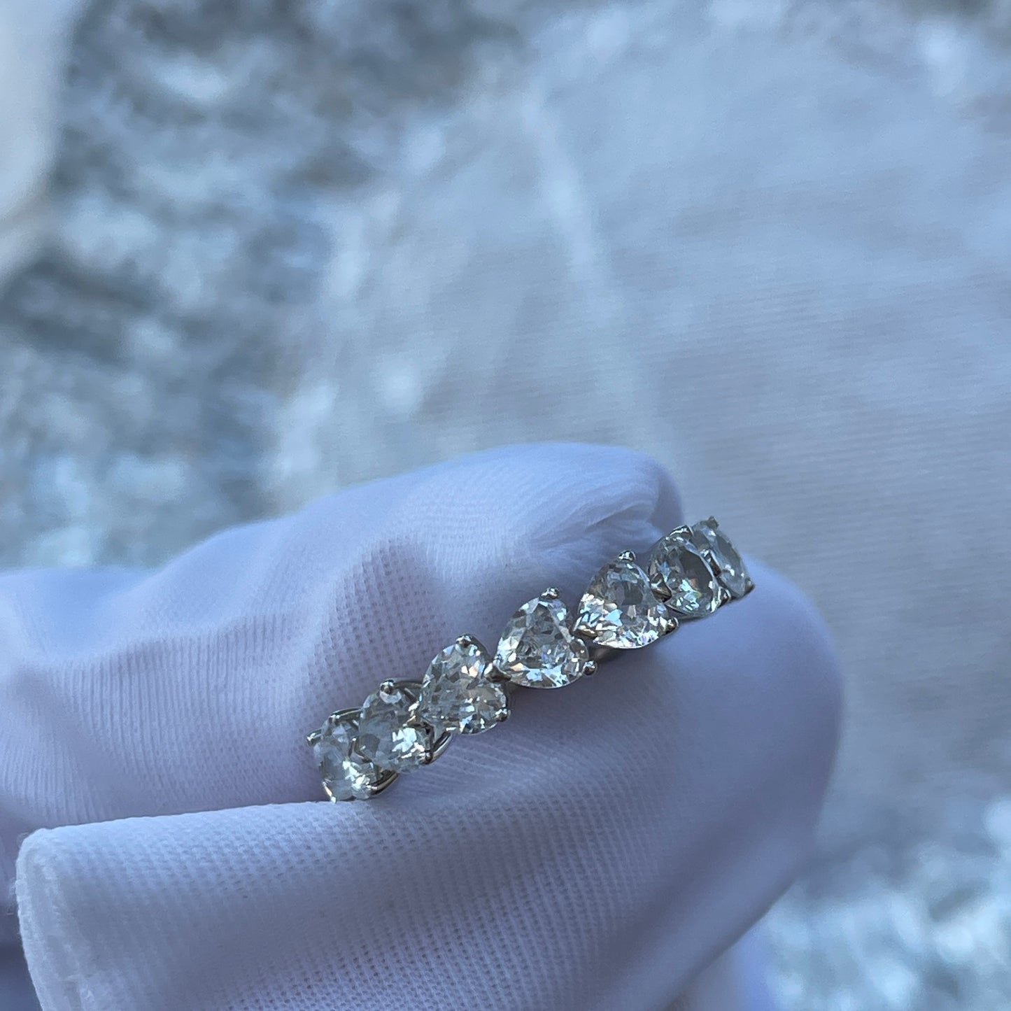 Lab Created Romantic Heart Diamond Wedding Band Ring | Luxury Silver Engagement Eternity Band