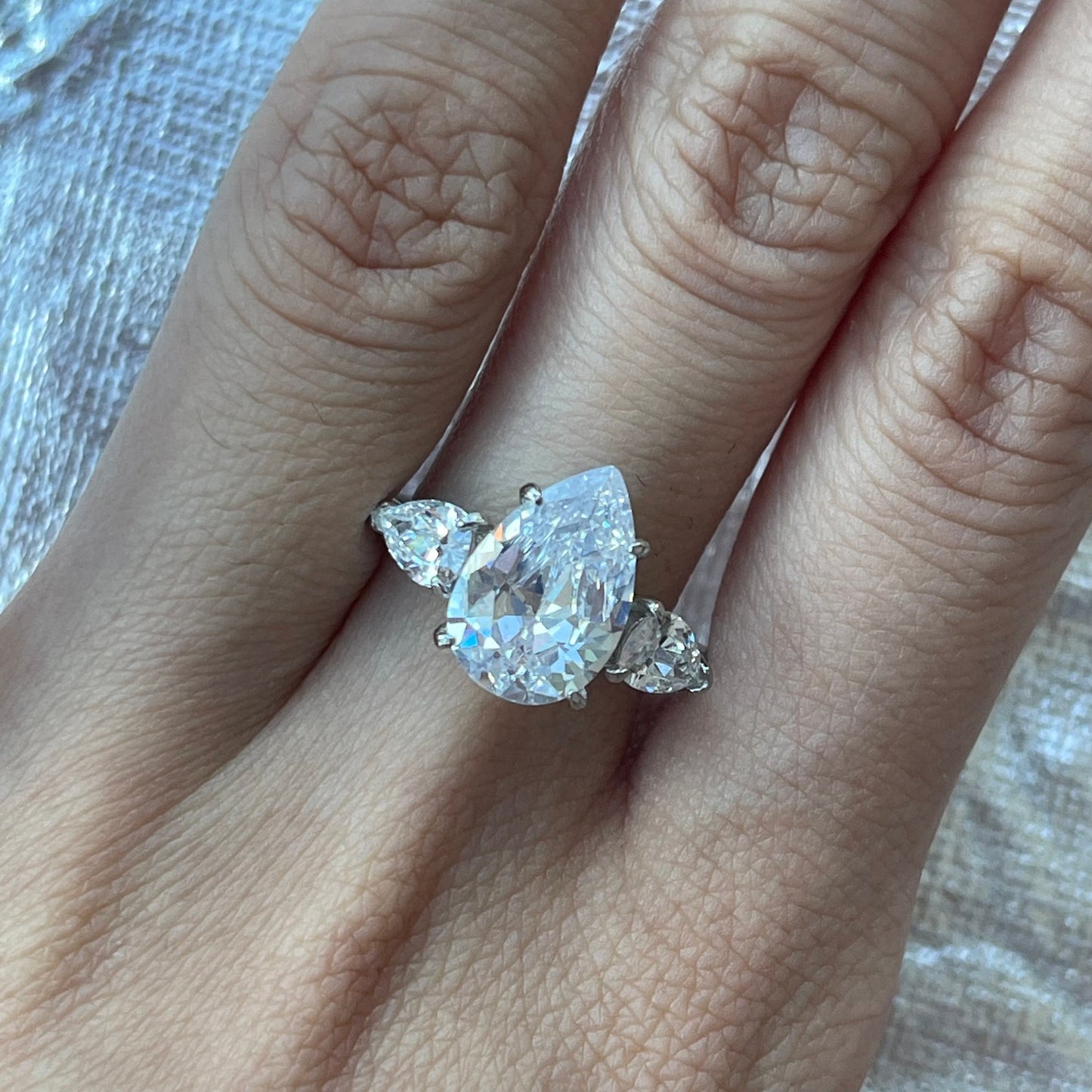 5 Ct Pear Cut Diamond Ring, Celebrity Engagement Ring, Art Deco Diamond Ring, Anniversary Promise Ring, Bridal Wedding Ring, Gifts for Her