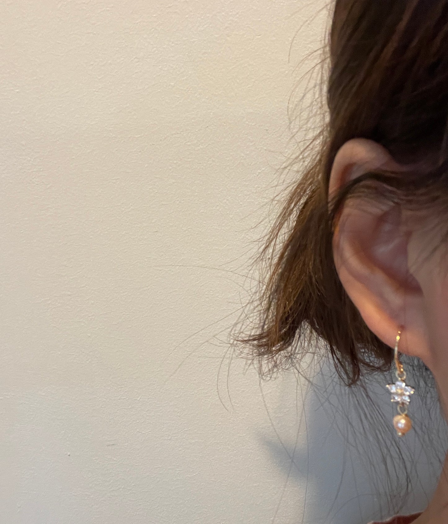 Natural Pink Pearl Crystal Floral Earrings | Pink Pearl Bridesmaid Wedding Earrings