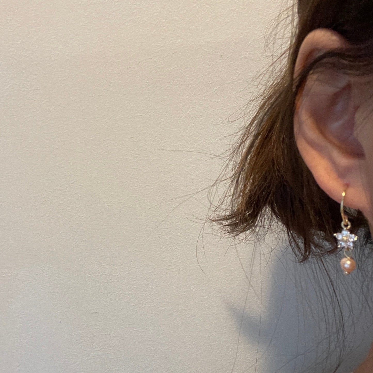 Natural Pink Pearl Crystal Floral Earrings | Pink Pearl Bridesmaid Wedding Earrings