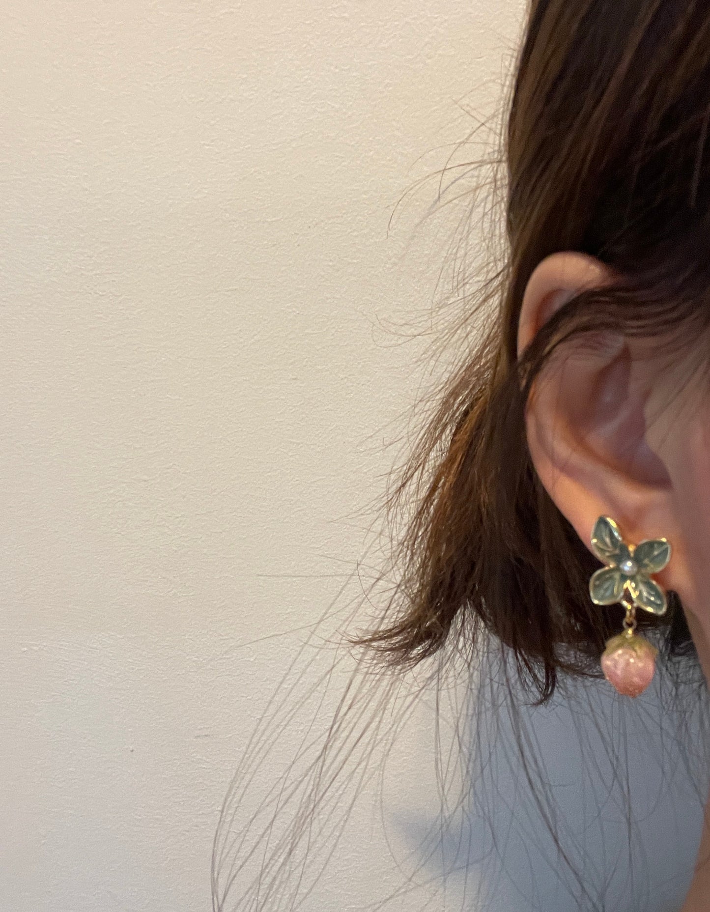 Y2K Cute Pink Strawberry Green Leaf Earrings - Creative 3D Miniature Earrings