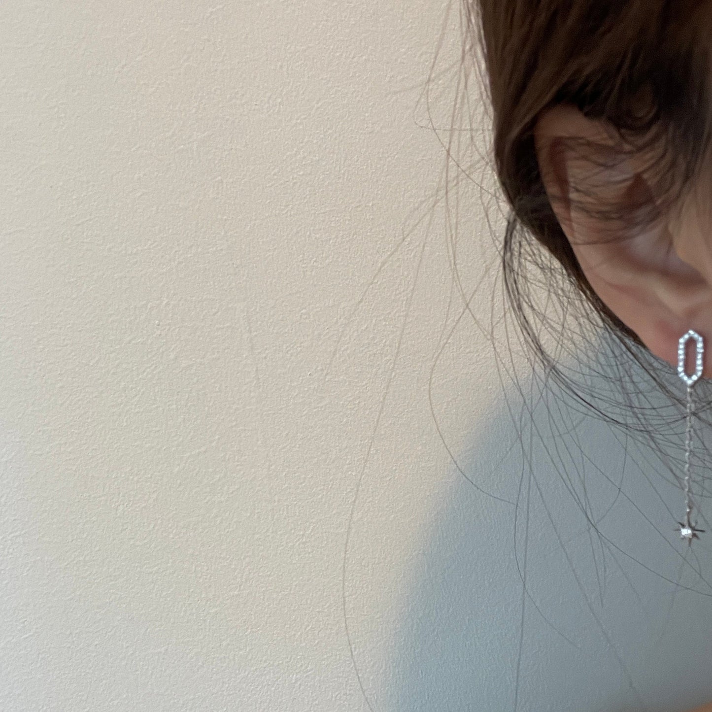 Mismatched Star Dangle Earrings, Asymmetric Starburst Earrings, Wedding bridesmaid Long Earrings, Sterling Silver Geometric Diamond Earrings
