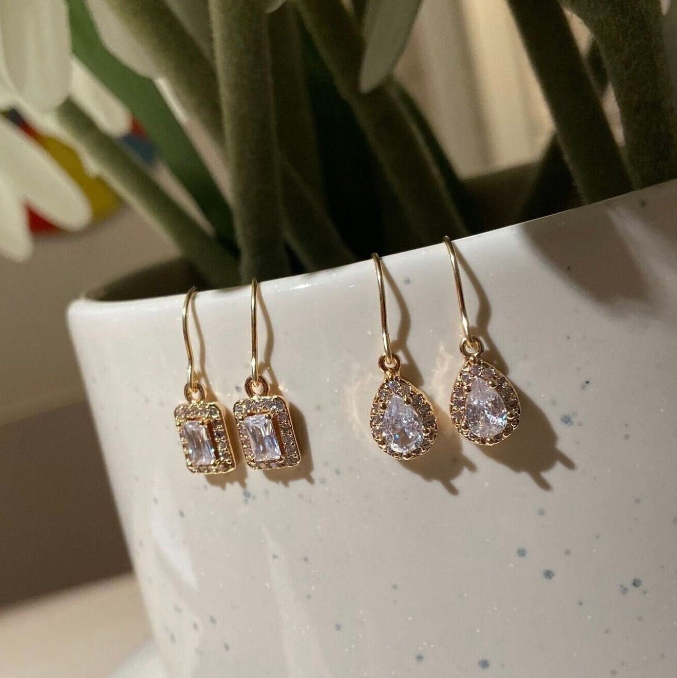 Dainty gold drop on sale earrings