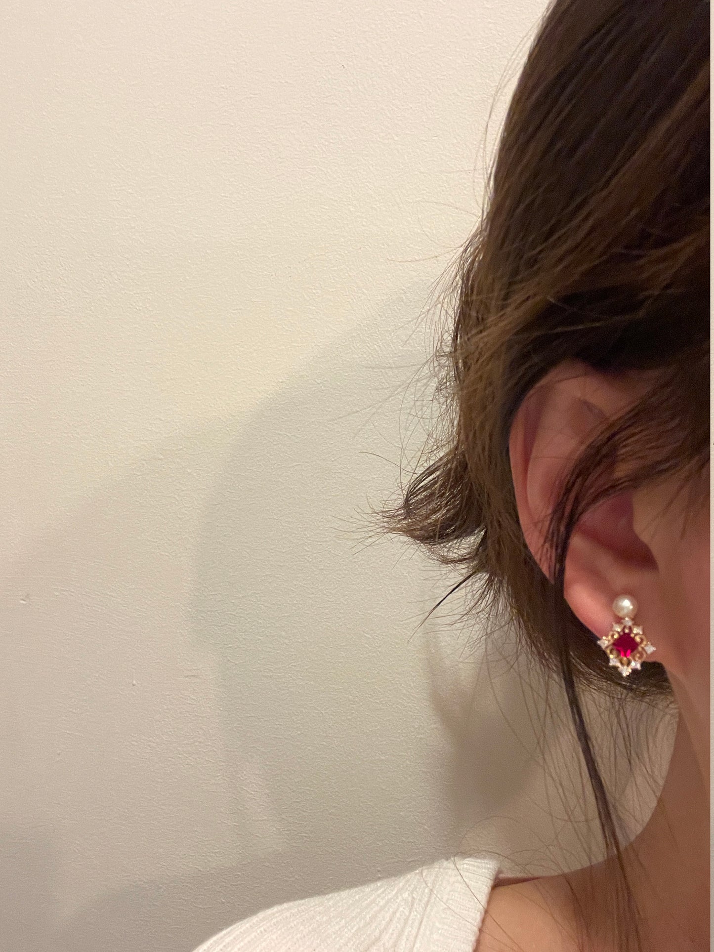 Natural Pearl Dainty Studs Ruby Amethyst Crystal Earrings | DIY 2 Way Versatile Earrings Gift