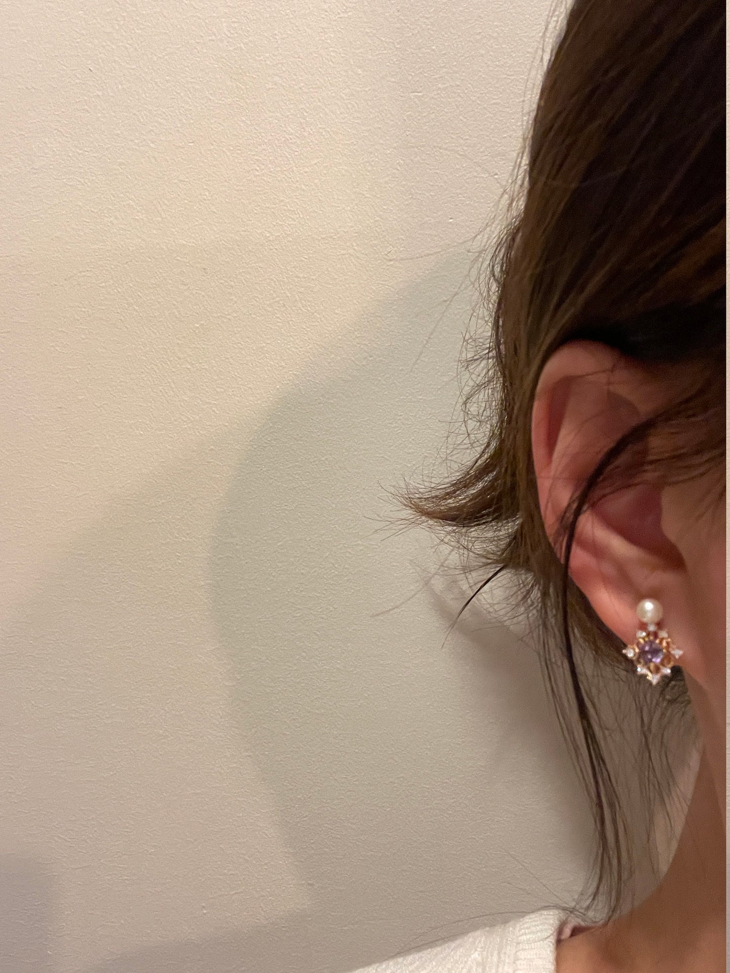 Natural Pearl Dainty Studs Ruby Amethyst Crystal Earrings | DIY 2 Way Versatile Earrings Gift