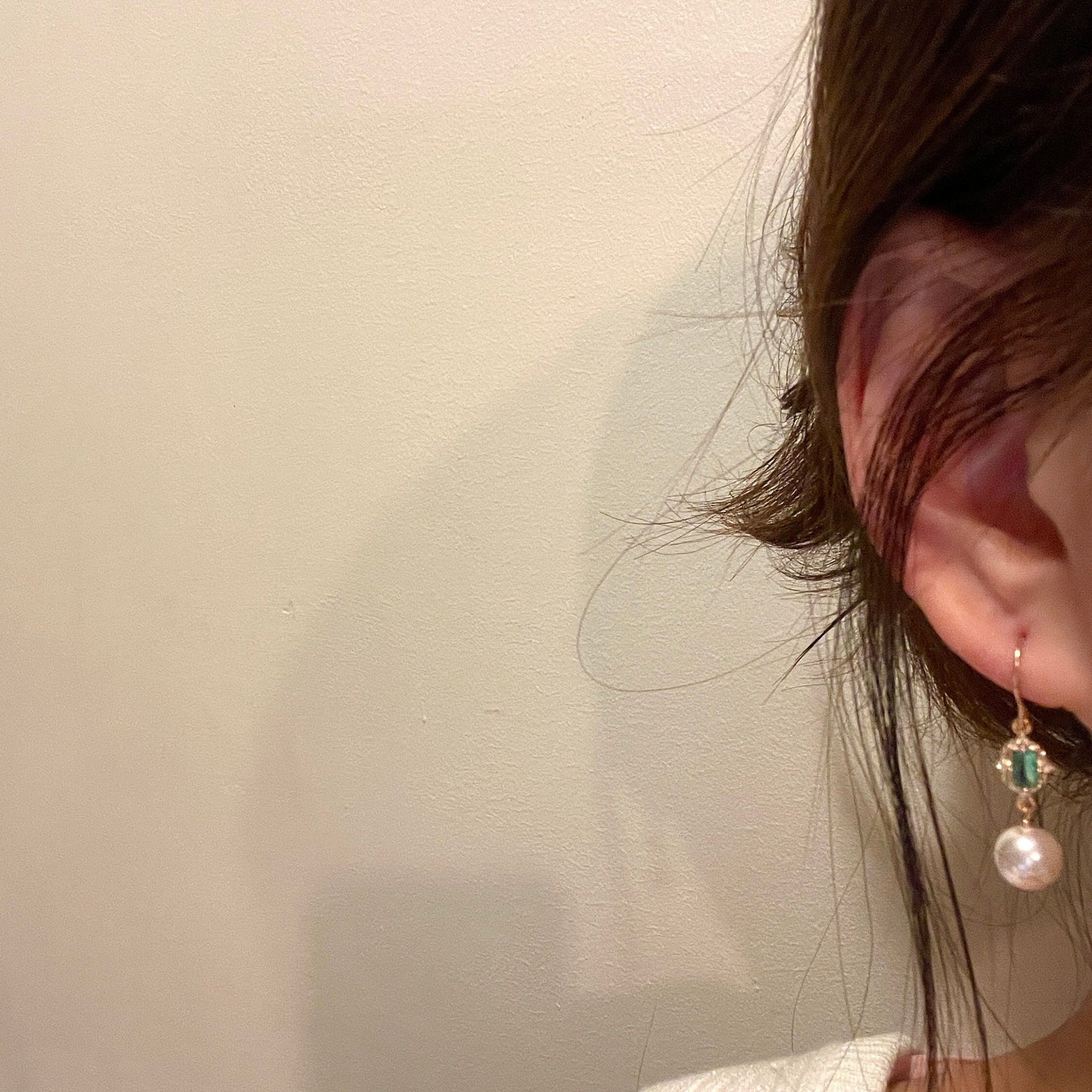 Ivory Pearl Aqua Green Drop Earrings - Aquamarine Wedding Bridesmaid Dainty Earrings Gift