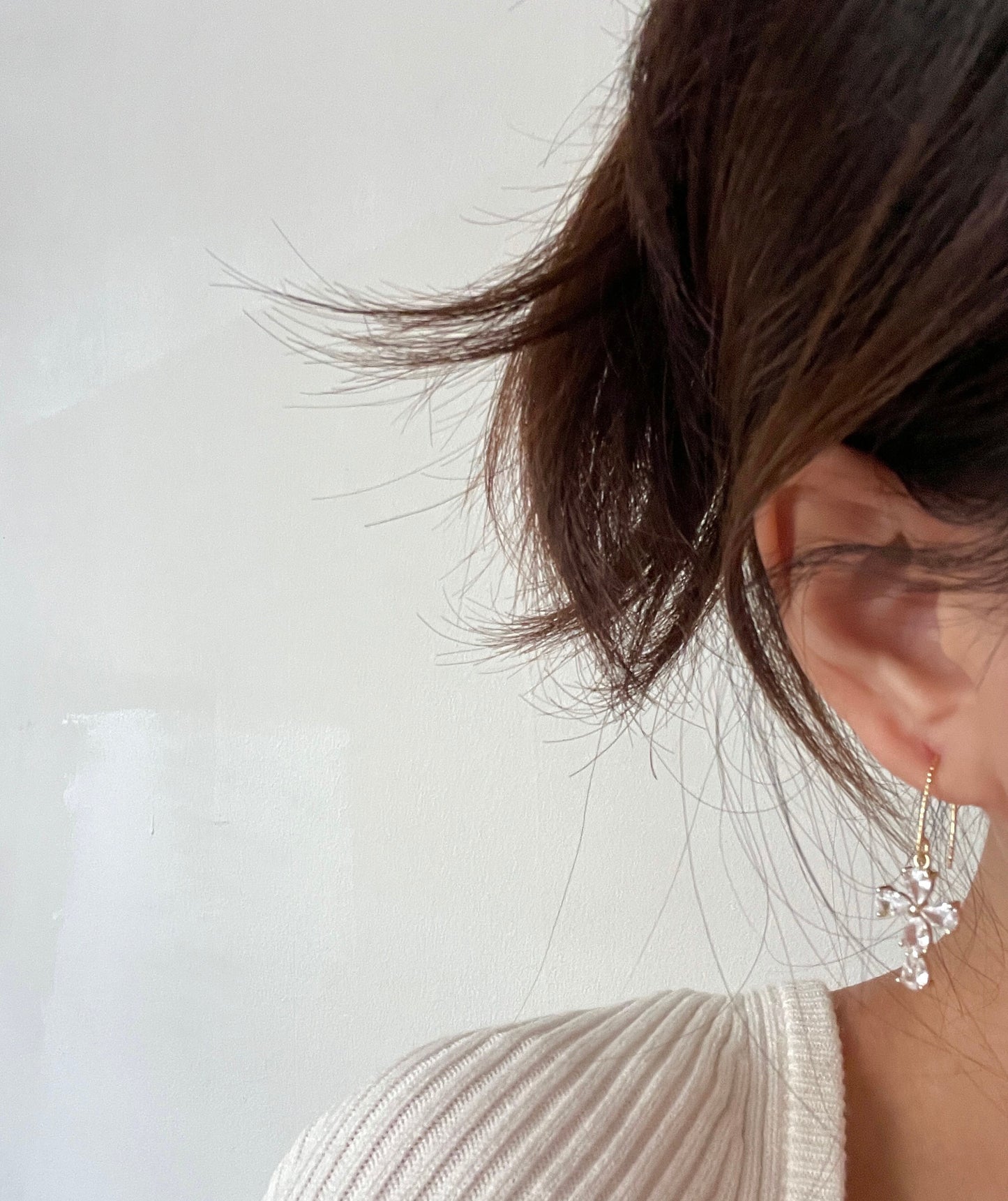 Dainty Diamond Crystal Cross Dangle Ear Wire Earrings | Unique Gold Cross Earrings