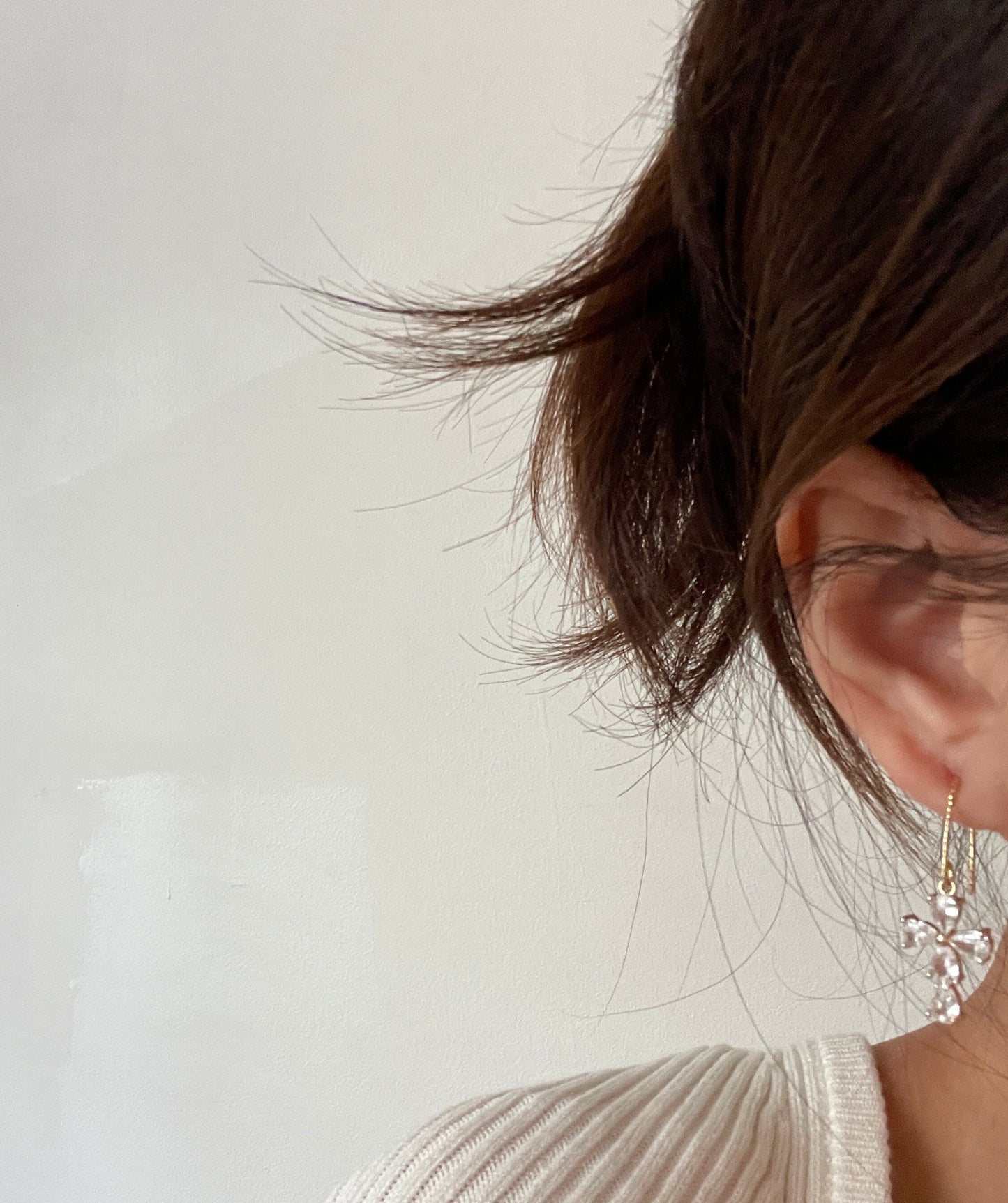 Dainty Diamond Crystal Cross Dangle Ear Wire Earrings | Unique Gold Cross Earrings