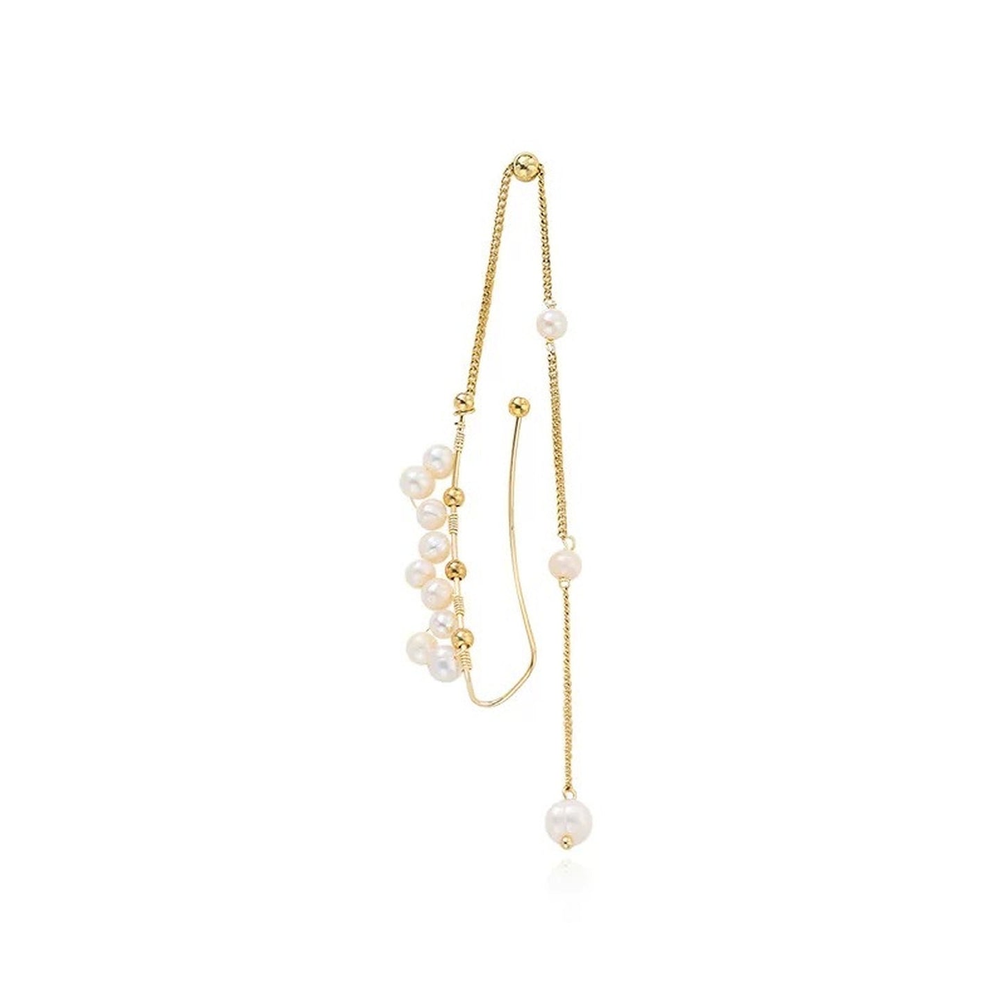 Handmade Pearl Floral Cluster Full Ear Wrap Cuff Climber - Long Pearl Dangle Earrings - Bridesmaids Wedding Gifts