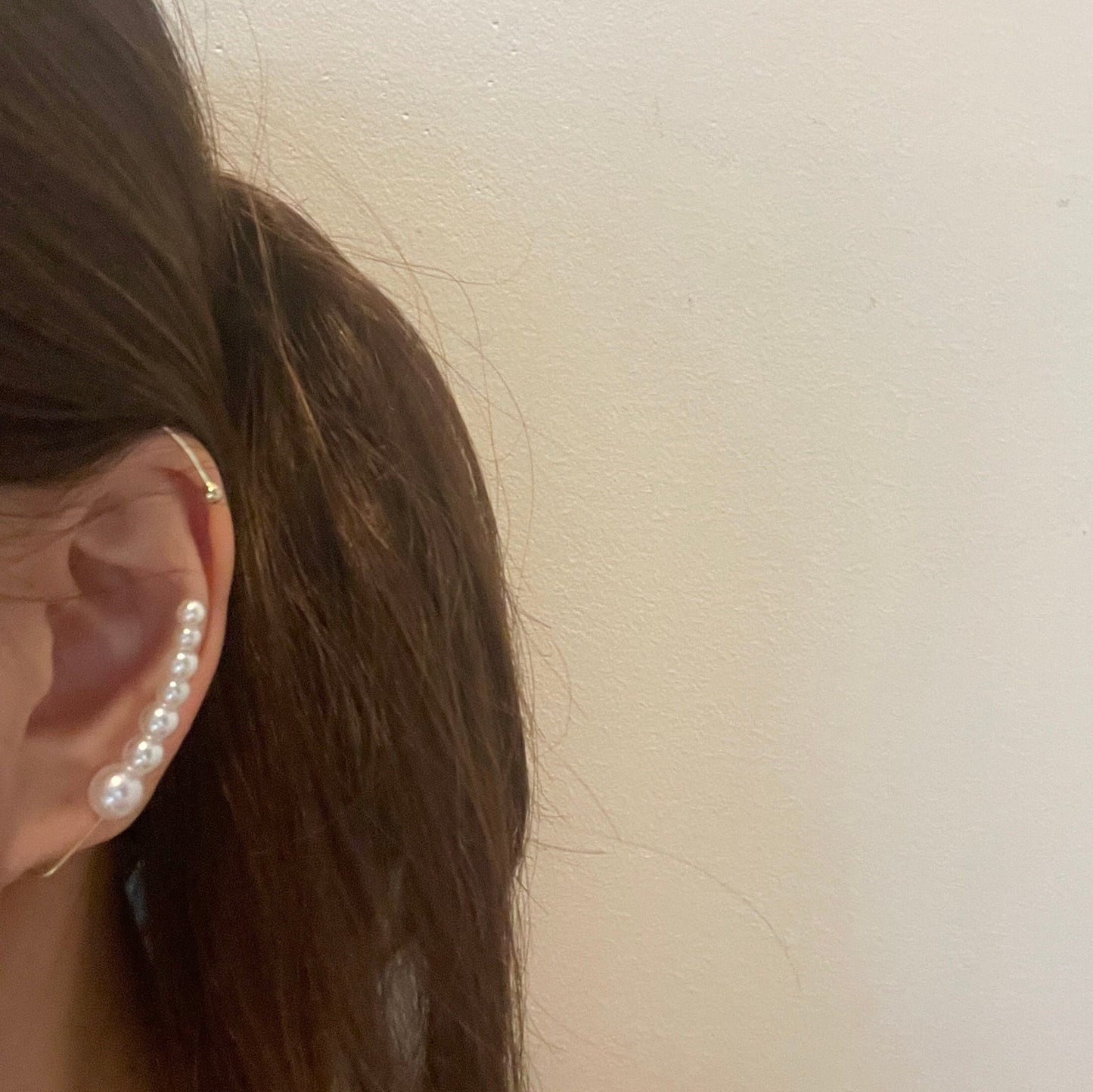 No piercing ear wrap, Pearl ear climber, Dainty gold ear jackets, Vine ear wrap, Non-pierced earring, No ear hole, Helix ear cuff, Handmade