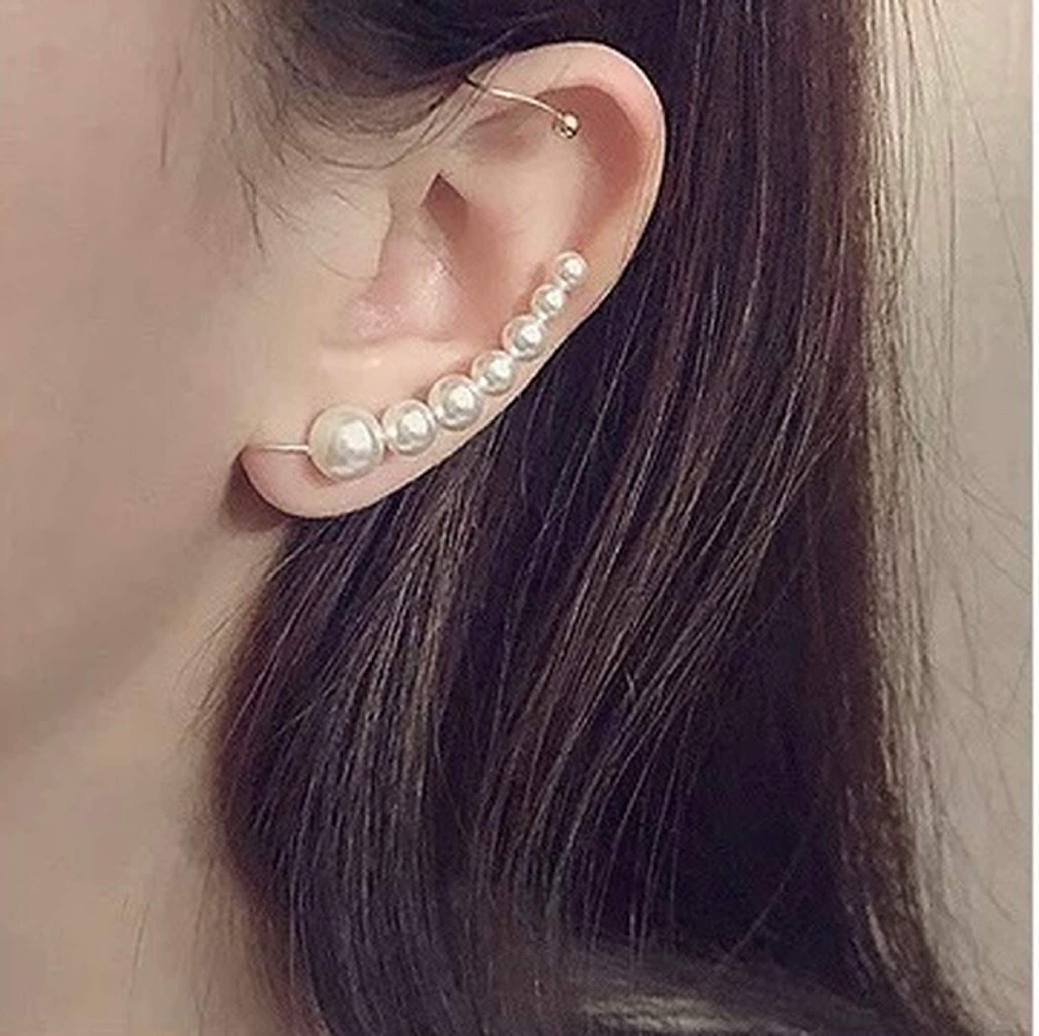 Piercing Wedding Ear Climbers No Piercing Ear Wrap, Pearl Ear