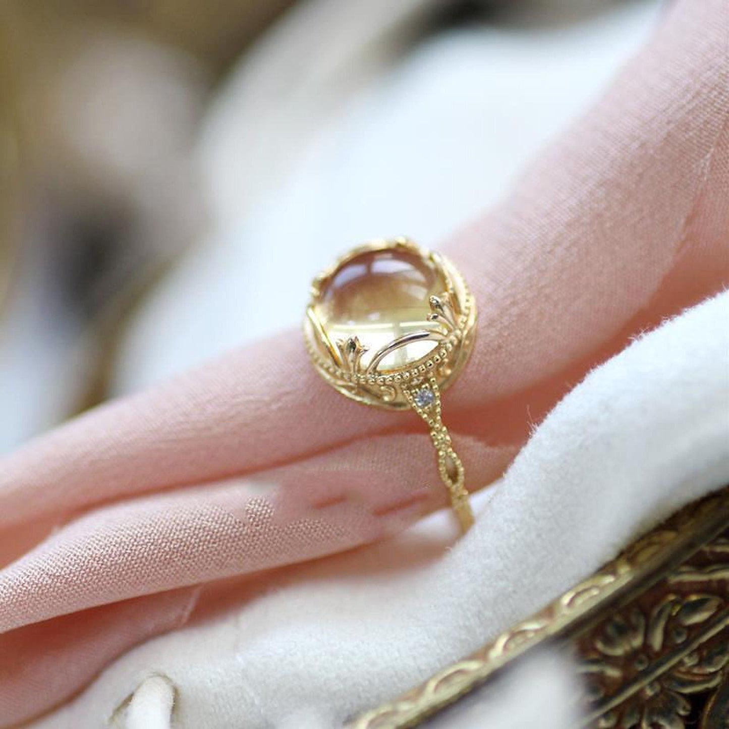 Lemon Yellow Citrine Topaz Ring, Lucky Energy Ring, Infinity Twisted Band, Unique Promise Ring, Crystal Statement Ring, Gift