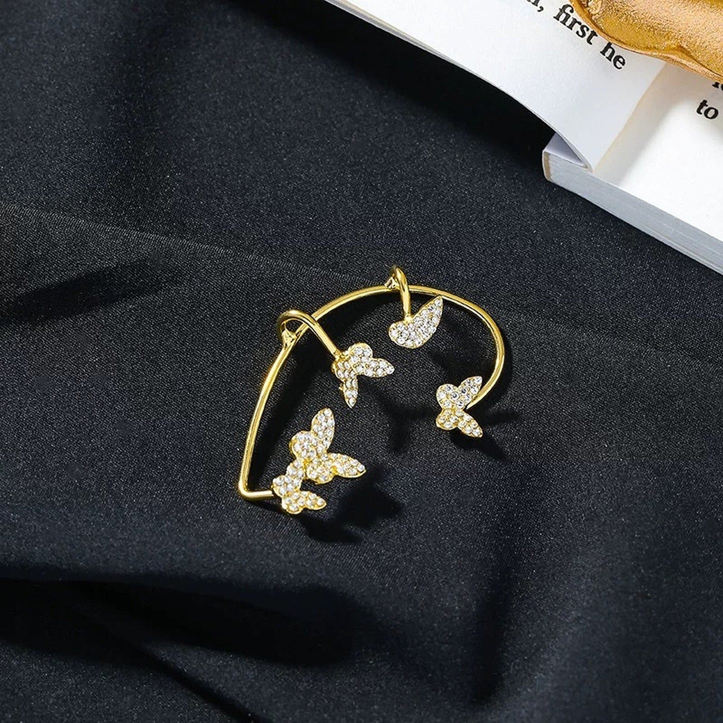 No piercing Butterfly Ear Wrap Cuff | Sparkly Conch Cartilage Climber