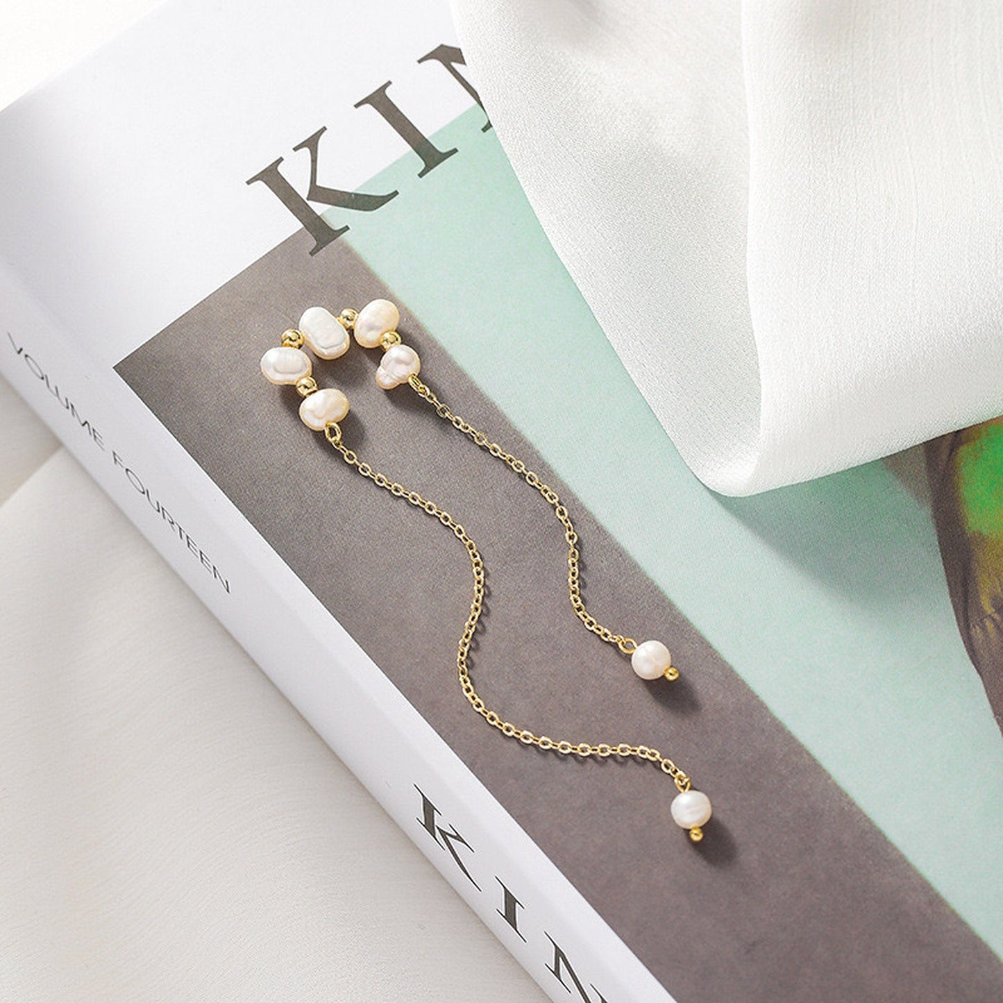 No piercing Pearl Drop Ear Cuff - Handmade Dainty Conch Cuff Climbers