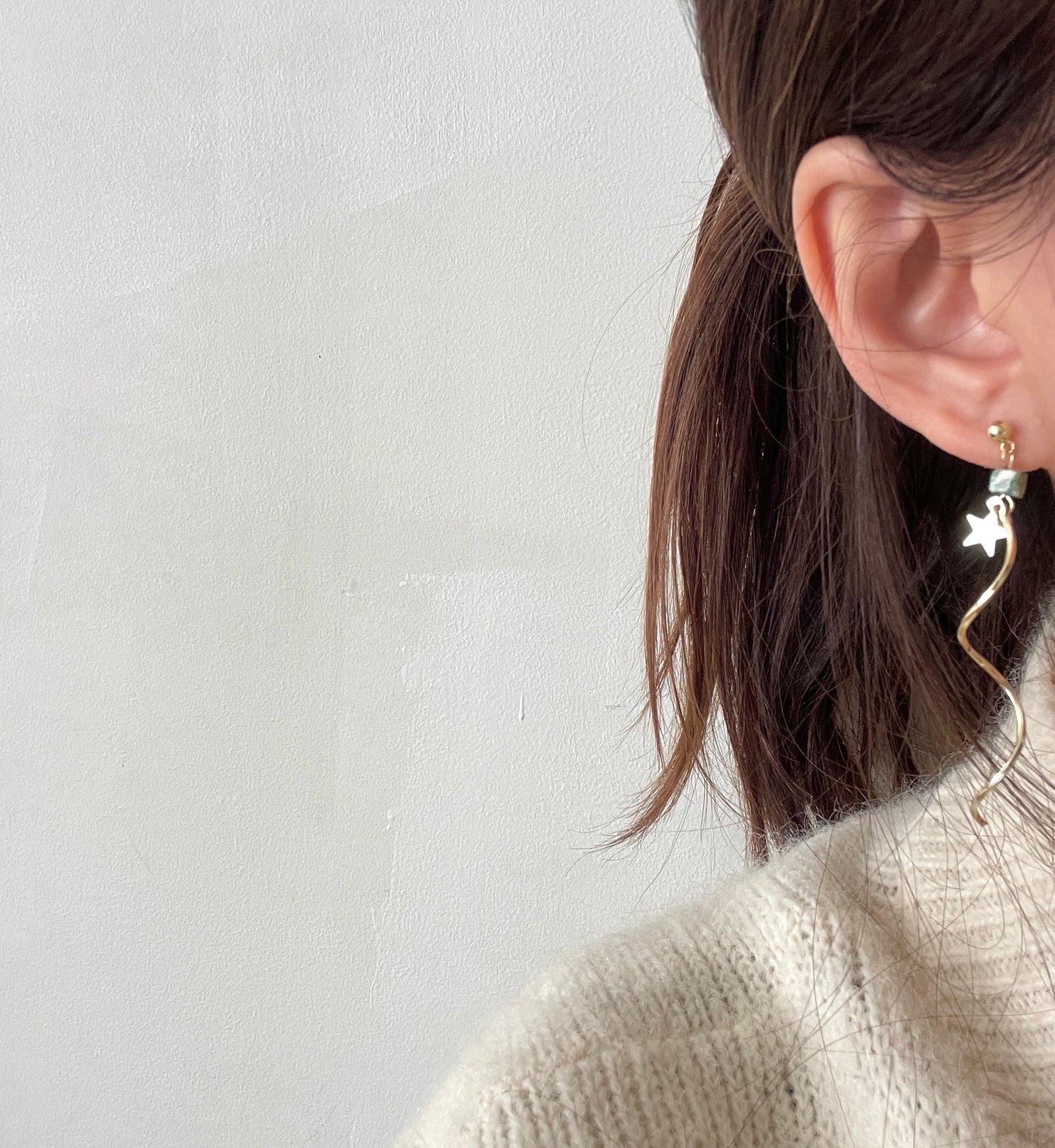 Dainty Spiral Earrings, Marble Earrings, Golden Star Earrings, Green Earrings, Minimalist Dangle Earrings, Long Wave Earrings, Delicate Gift
