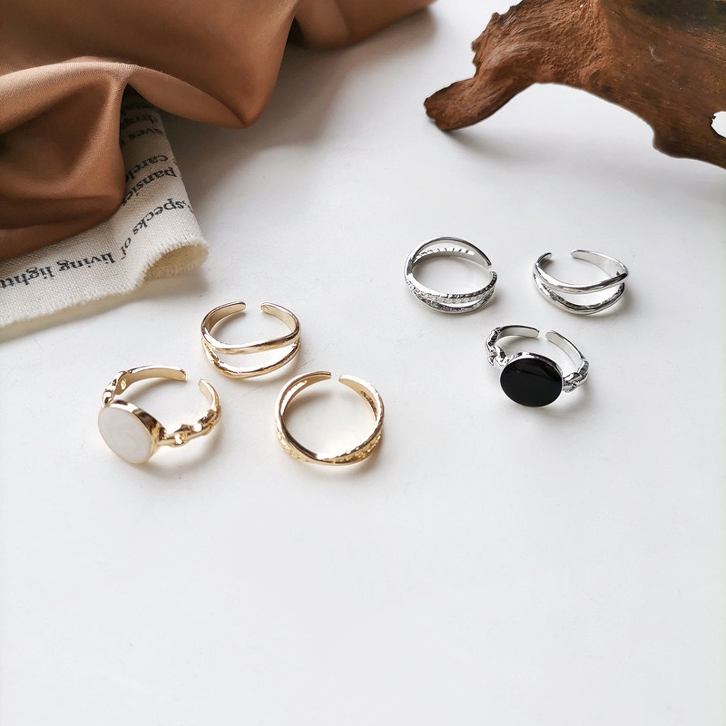 Gothic Black Layer Ring, Chunky Rings, Twiste Vine Rings, Silver Stacking Ring, Open Adjustable Ring, Signet Cocktail Ring, Punk Style Ring