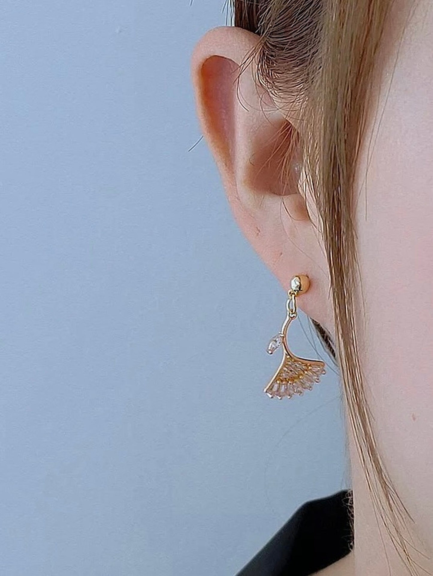 Rose Gold Ginkgo Leaf Earrings, Nature Inspired Botanical Gold Leaf Jewelry