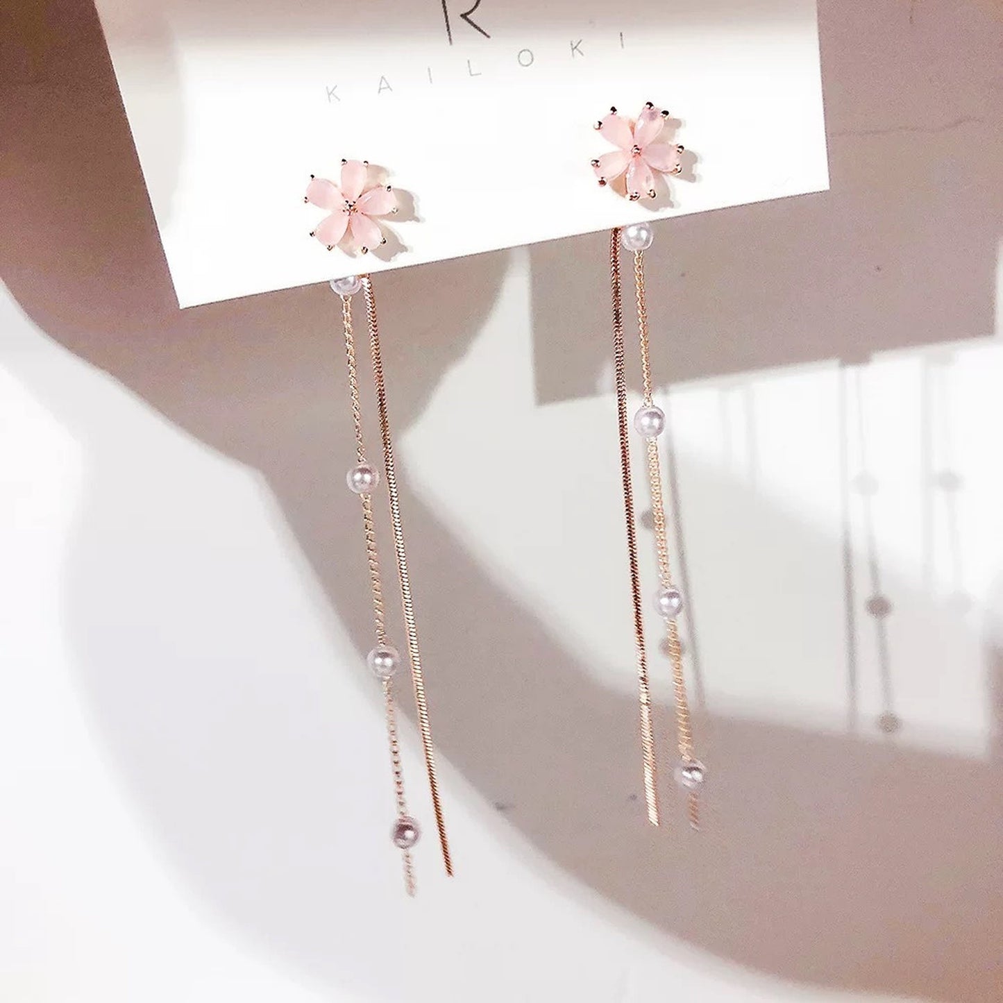 Handmade 2 Way Pink Sakura Cherry Blossom Earrings | Unique Sakura Floral Jewelry