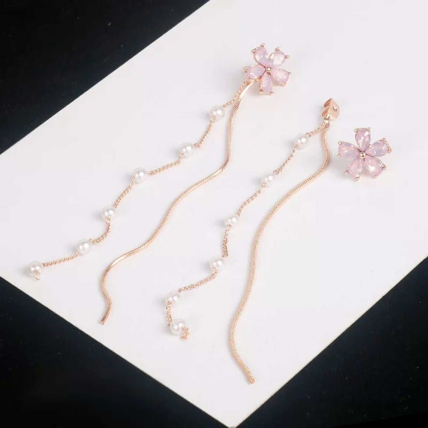 Handmade 2 Way Pink Sakura Cherry Blossom Earrings | Unique Sakura Floral Jewelry