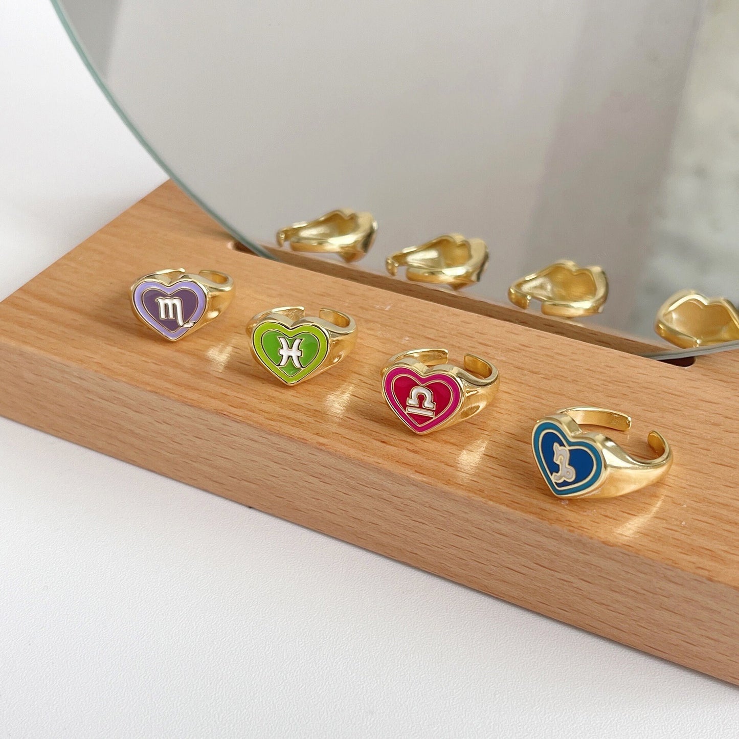 Zodiac Sign Horoscope Heart Chunky Ring - Zodiac Statement Birthday Ring Gift