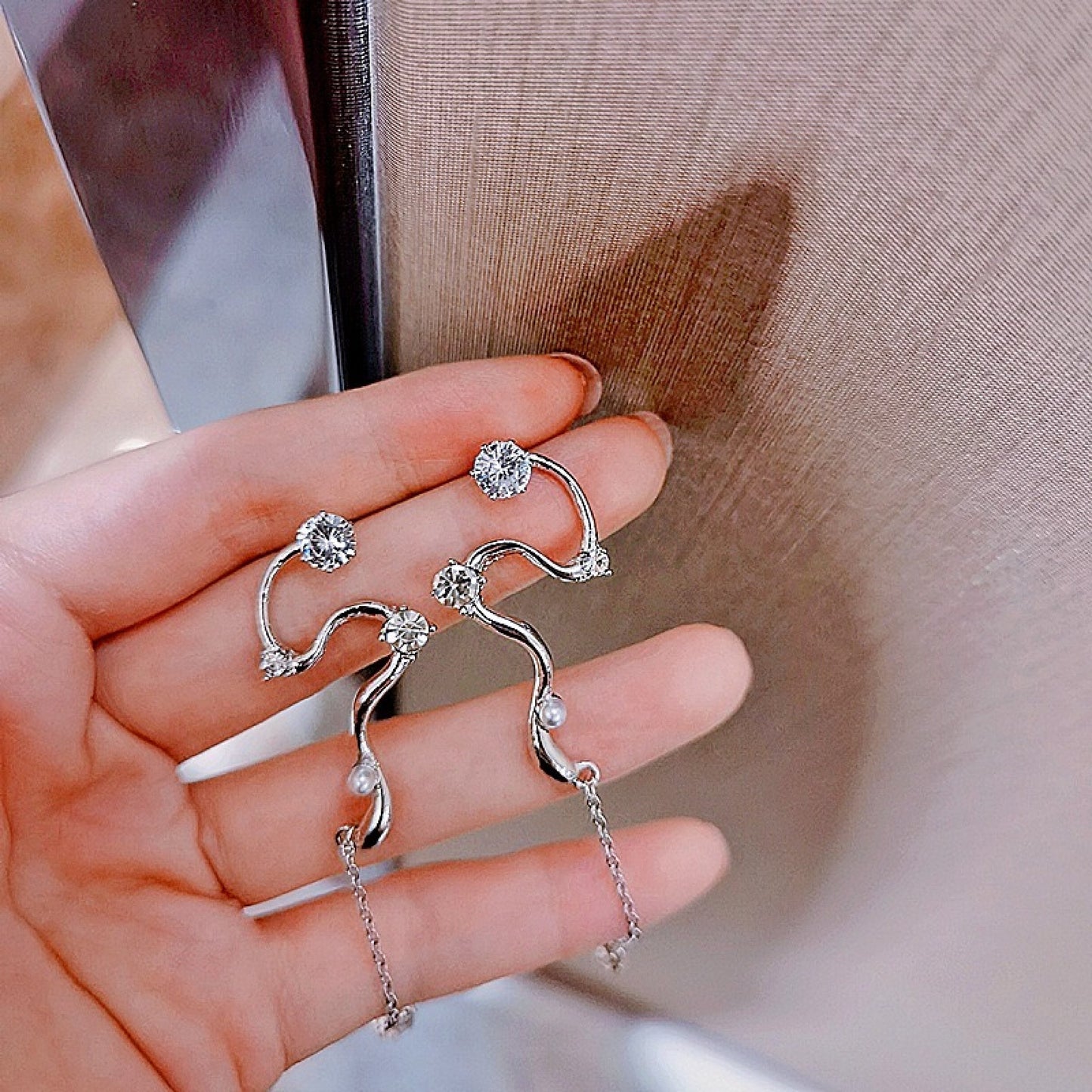 Snake shaped earrings, 2 Way earrings, S shaped wandering earrings, Long dangle earrings, Gothic statement earrings, Unique DIY earrings