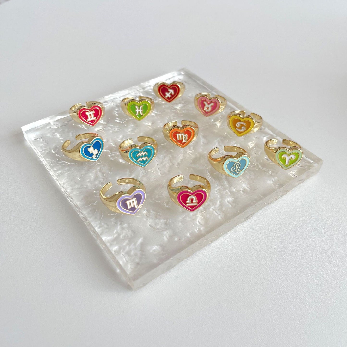Zodiac Sign Horoscope Heart Chunky Ring - Zodiac Statement Birthday Ring Gift