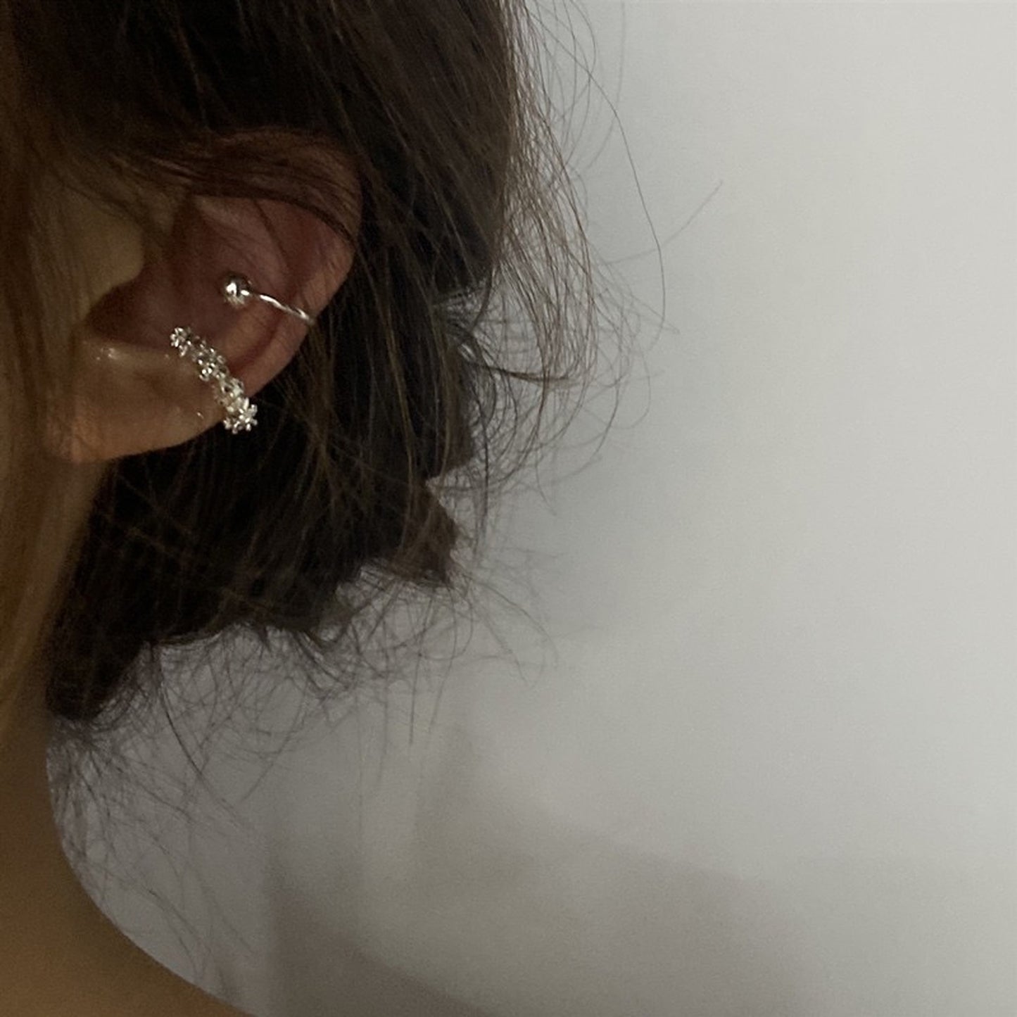 Clip on cuff earrings, Ear cuff crawler, Silver cuff climber, Non pierced earrings, Gothic punk ear cuff, Double layer earrings, Helix cuffs