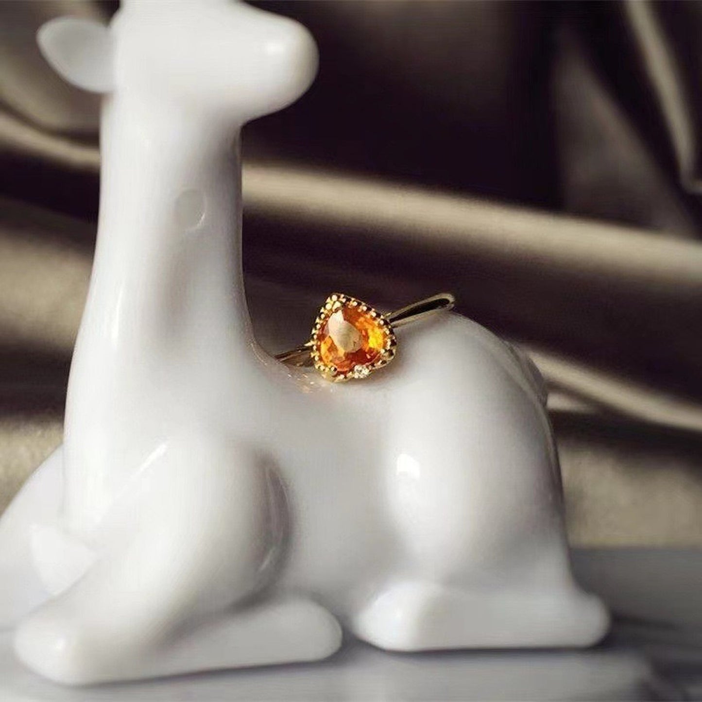Yellow citrine crystal ring, Yellow topaz ring, Heart shaped ring, Open ring, Scottish topaz ring, Antique vintage rings, Birthday gift idea
