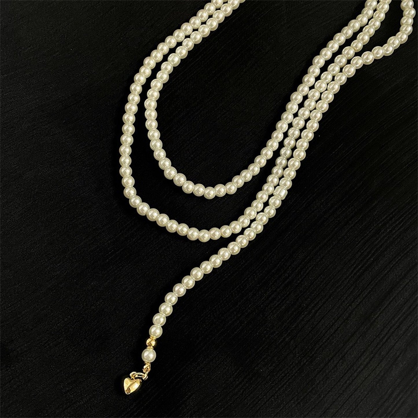 Classic Long Pearl Necklace - 90s Party Multi Strand Pearl Beaded Necklace