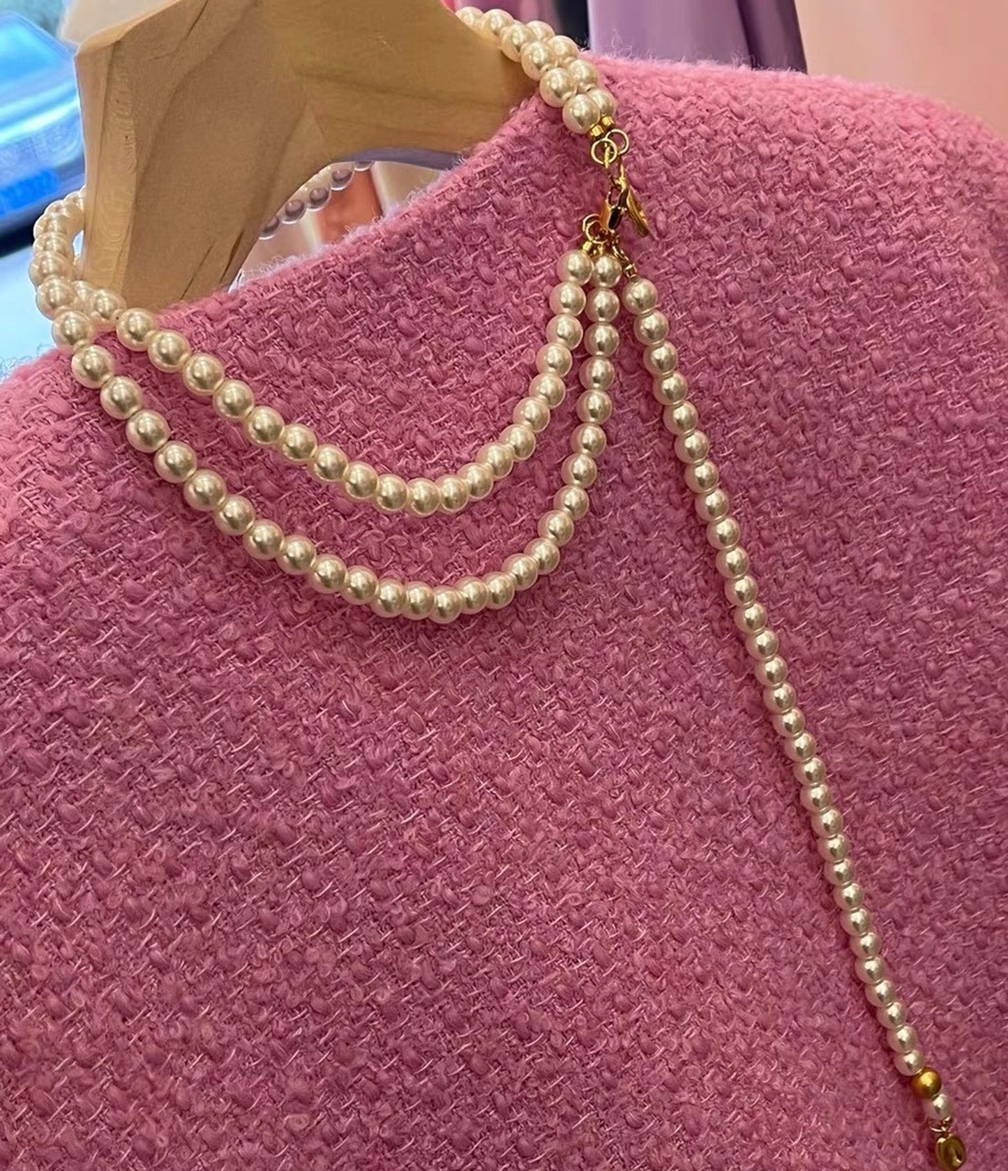 Classic Long Pearl Necklace - 90s Party Multi Strand Pearl Beaded Necklace
