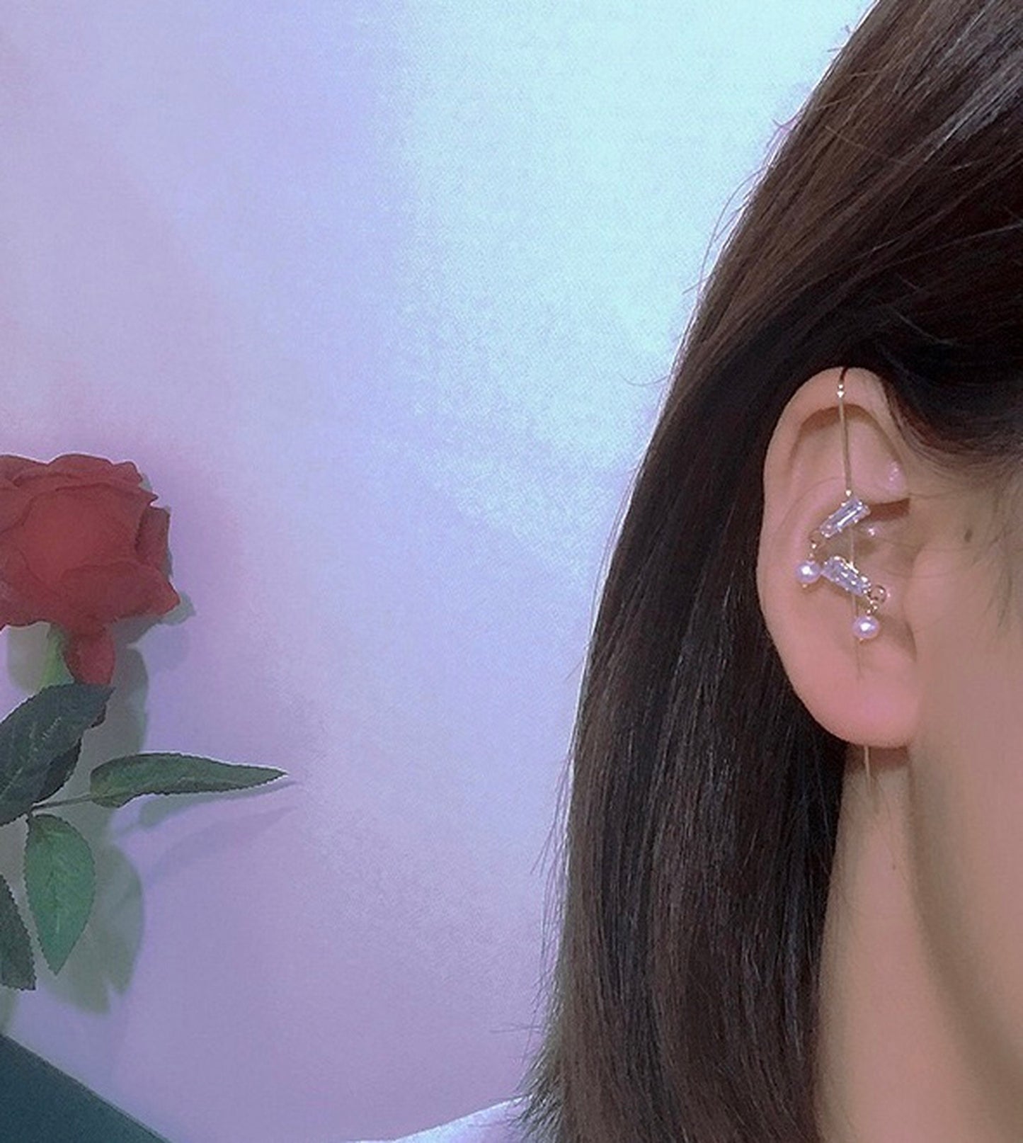 Spurs natural freshwater pearl ear jewelry - Cartilage conch piercing earrings