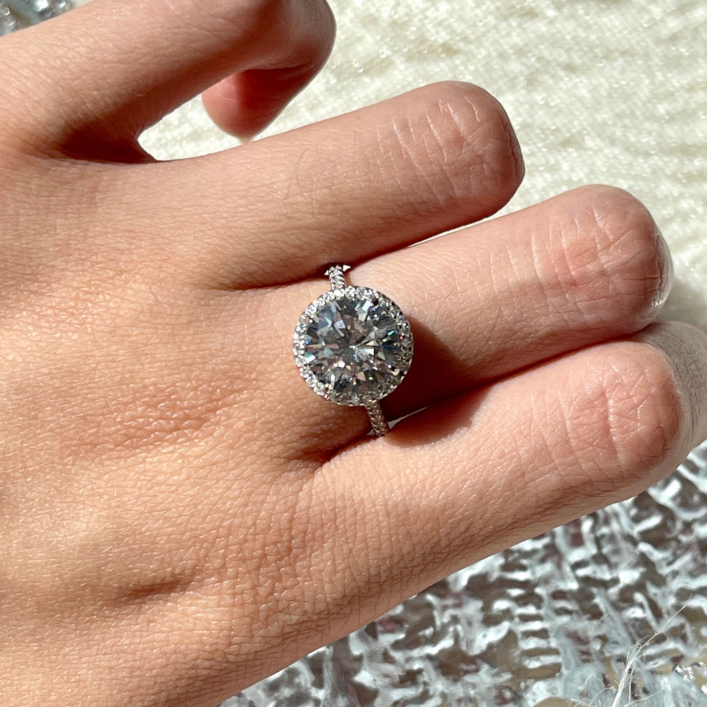 2.75 Carat Created Diamond Ring, Round Cut Halo Wedding Bridal Ring, Proposal Engagement Ring, Promise Eternity Rings, Celebrity Style Rings