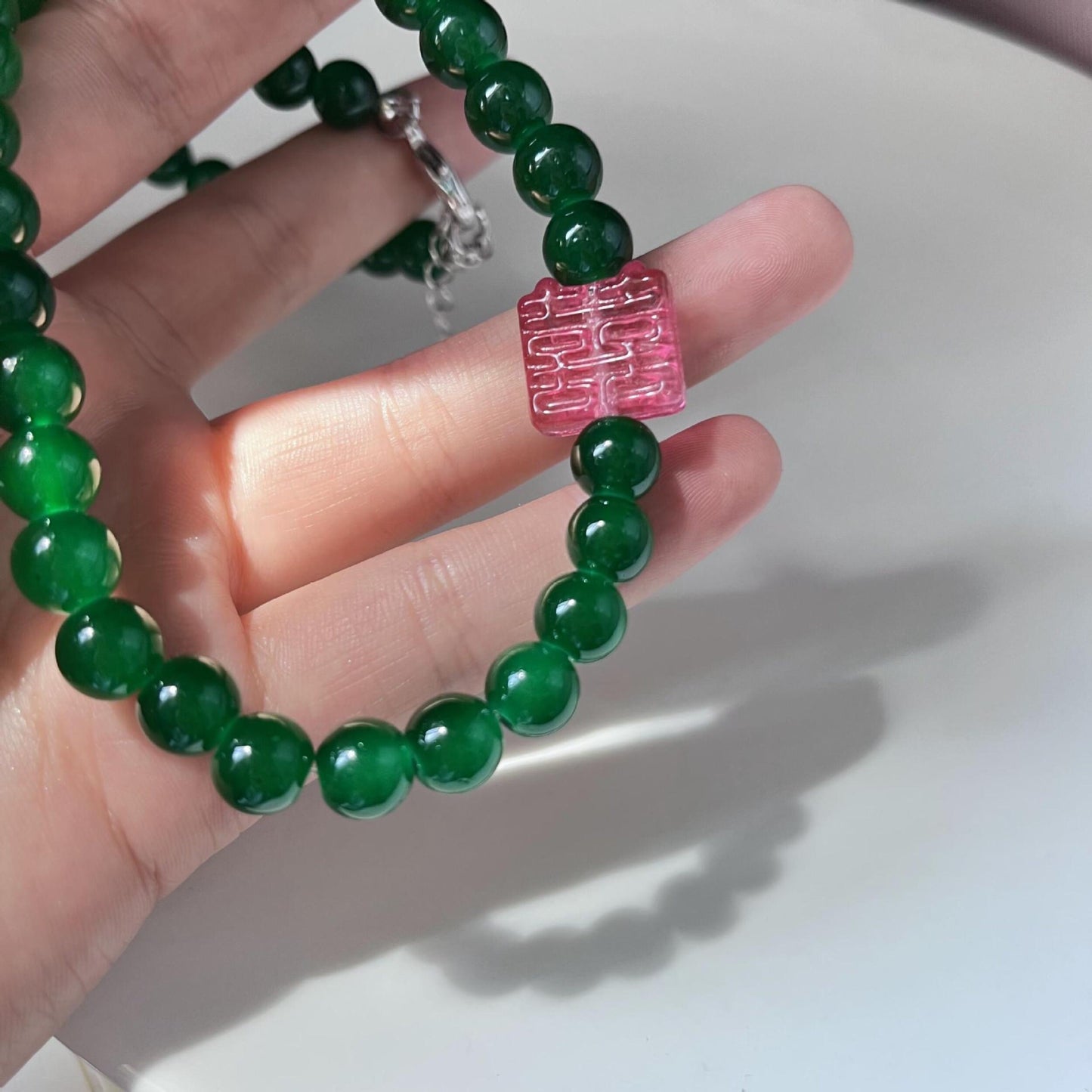 Natural Jade Bead Necklace - Emerald Green Necklace