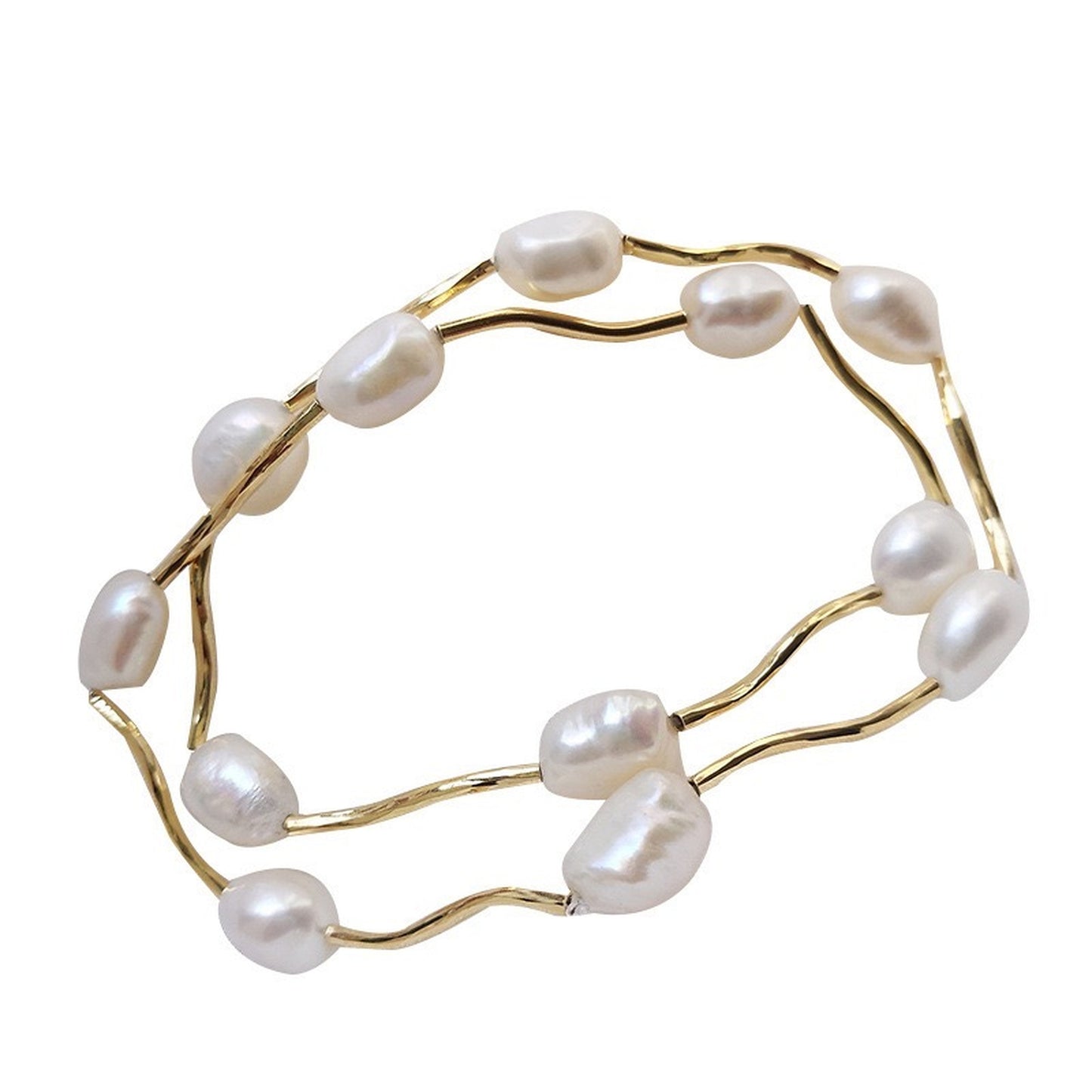Handmade 2-Way Versatile Natural Pearl Bracelet | Gold Baroque Pearl Double Layered Bracelet Or Choker
