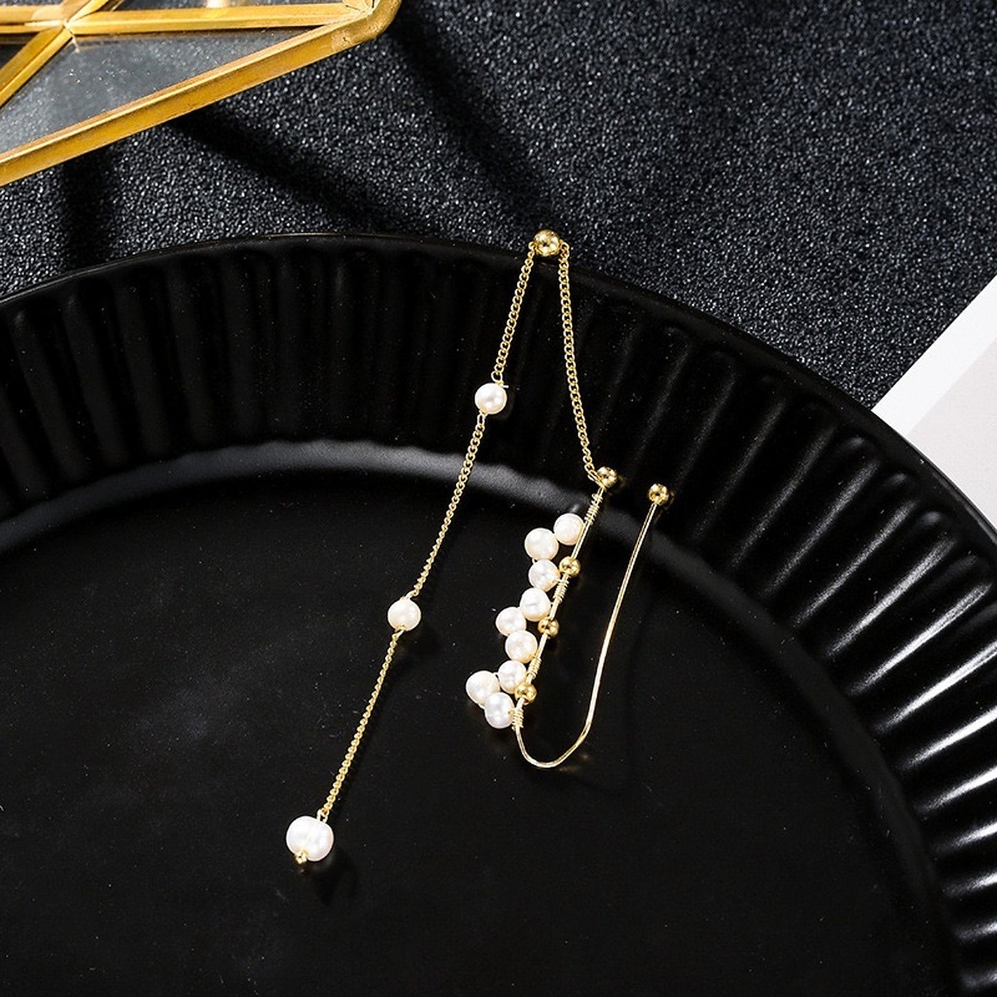 Handmade Pearl Floral Cluster Full Ear Wrap Cuff Climber - Long Pearl Dangle Earrings - Bridesmaids Wedding Gifts