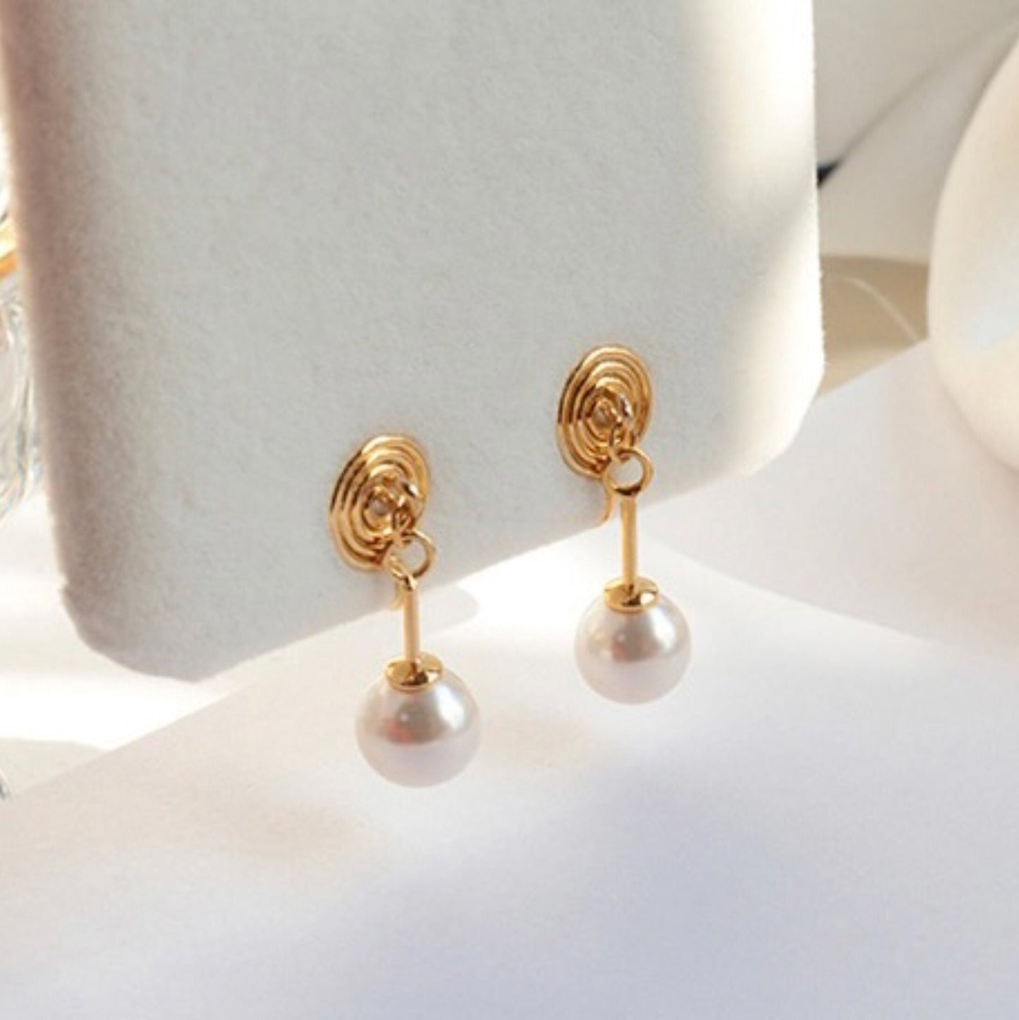No pierce pearl drop earrings, No piercing clip on earrings, Black ivory pearl minimalist earrings, Non pierced bridesmaid wedding earrings