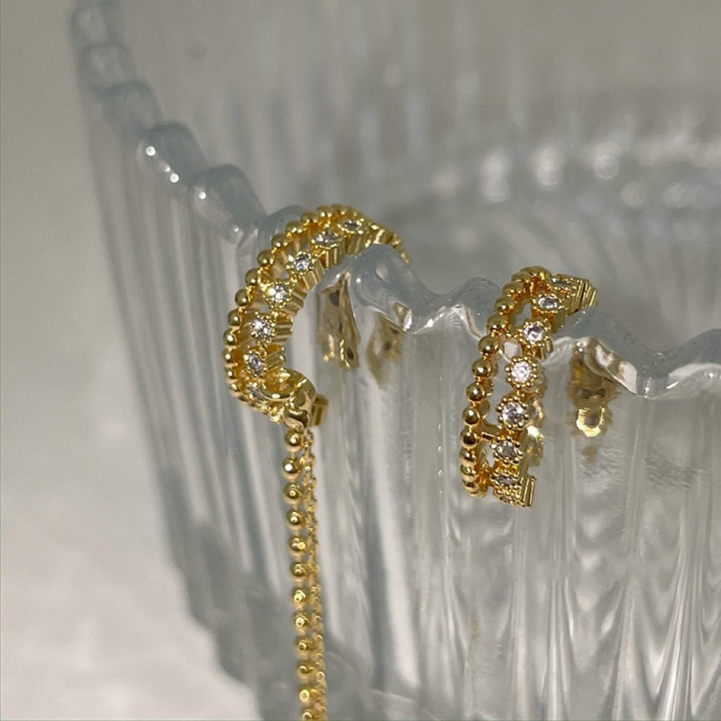 Multi Layer Dangle Ear Cuff Threaders | Gold Lace Cuff Earrings | Gold Ear Climber Threaders Set | Delicate Helix Earrings
