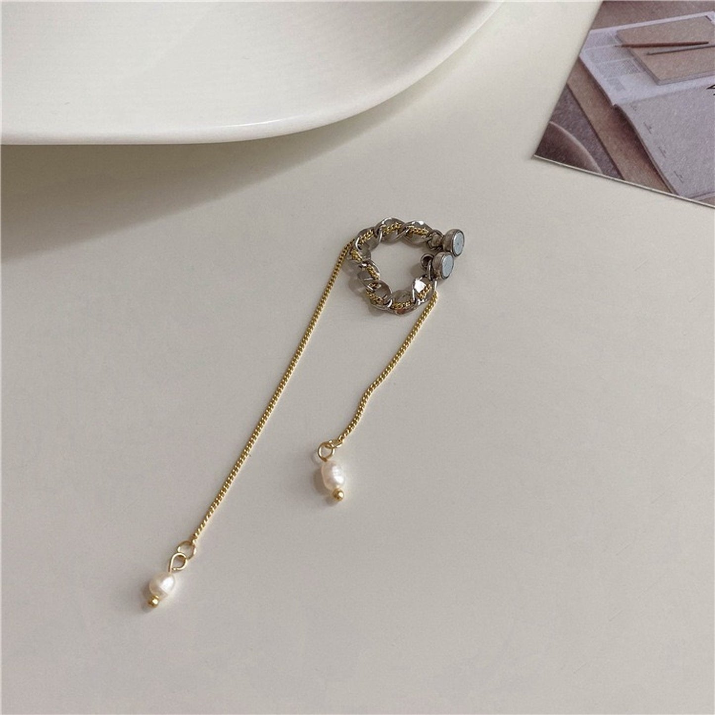 Non-Pierced Magnetic Conch Earrings | Helix Cartilage Clip On Cuff Dangle Tassel Earrings