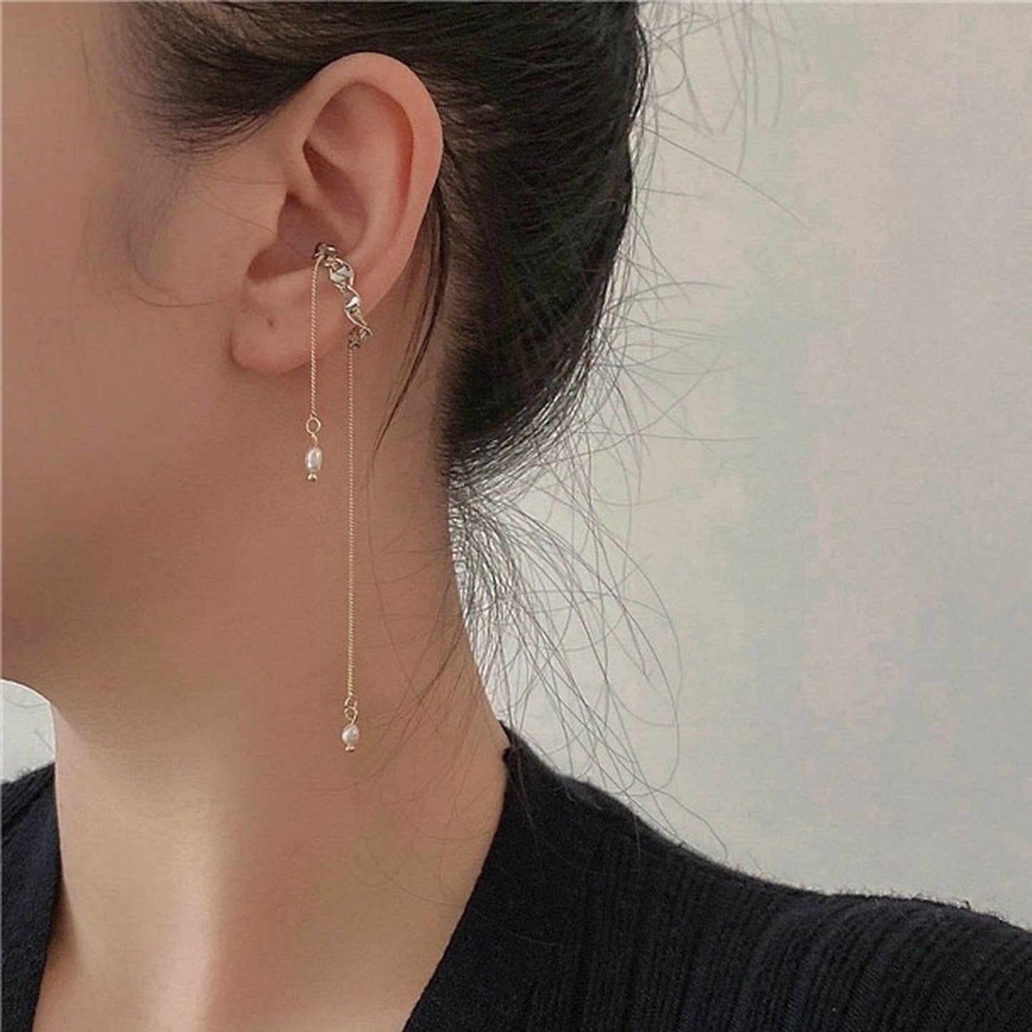 Non-Pierced Magnetic Conch Earrings | Helix Cartilage Clip On Cuff Dangle Tassel Earrings