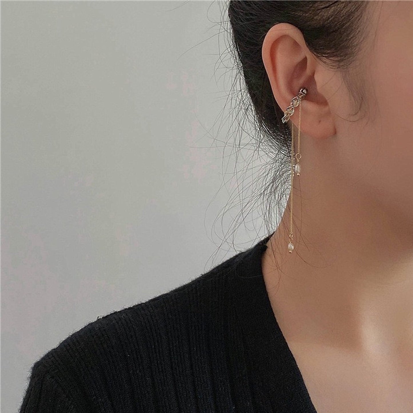 Non-Pierced Magnetic Conch Earrings | Helix Cartilage Clip On Cuff Dangle Tassel Earrings