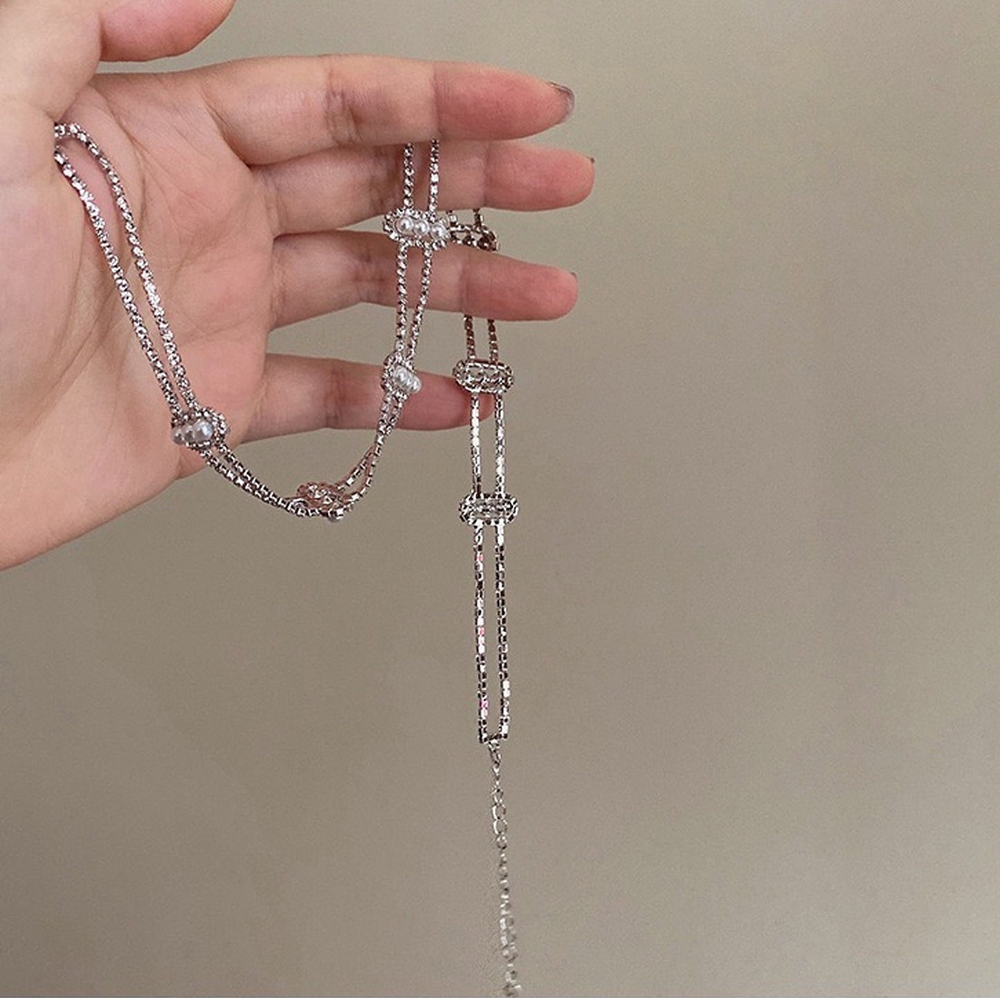 Romantic Double Layer Necklace Choker - Fairycore Sparkly Collar Necklace