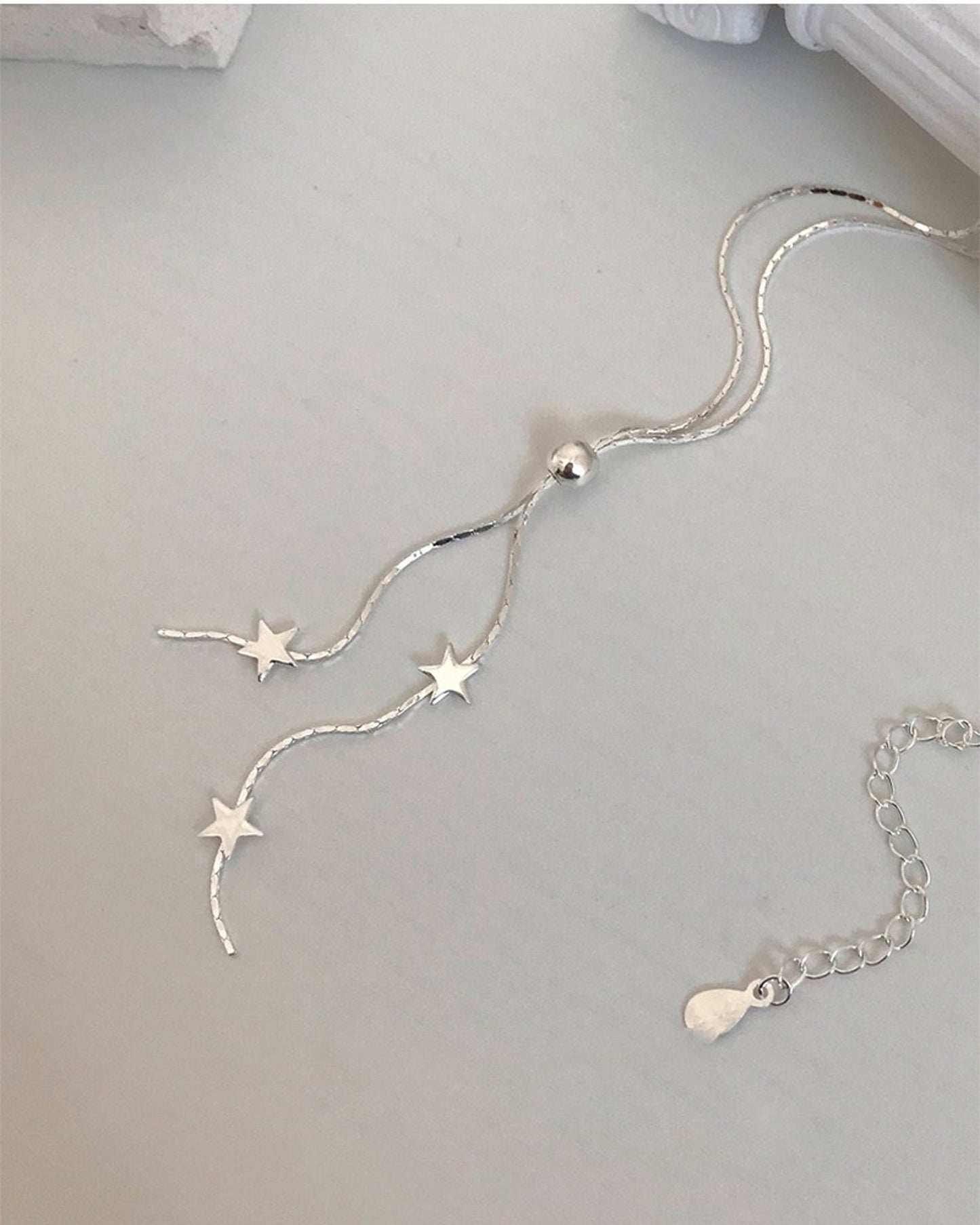 Shooting Star Lariat Drop Tassel Necklace | Silver Adjustable Layering Y-shape Necklace