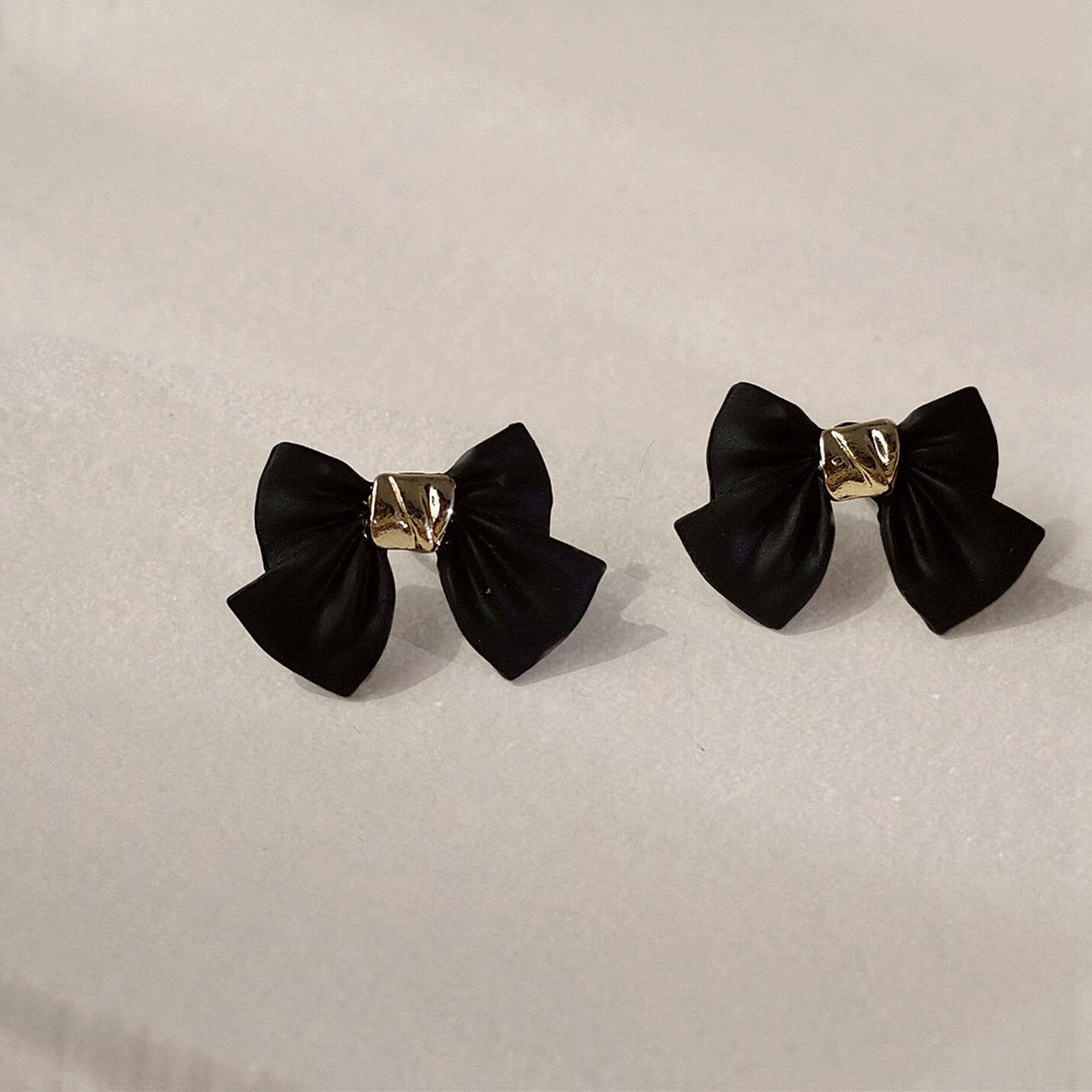 Audrey Hepburn Black Bow Earrings - Black Ribbon Goth Earrings