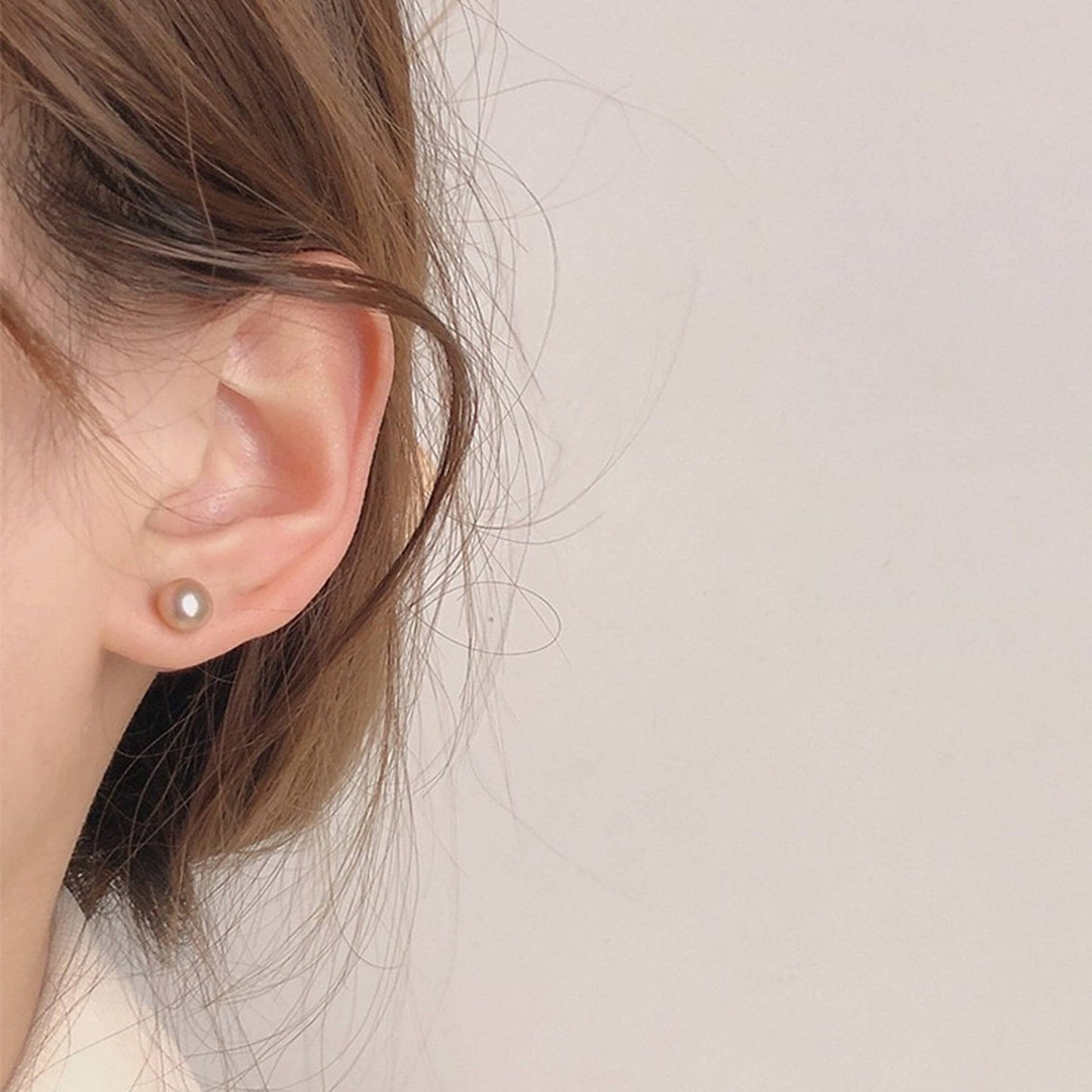 Natural Pink Pearl Everyday Simple Stud | 7mm Genuine Pink Purple Pearl Earrings