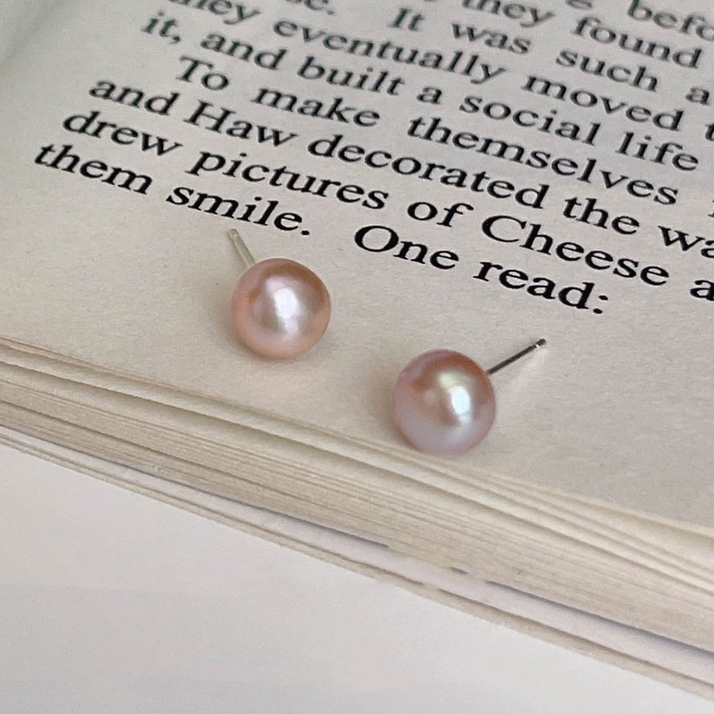 Natural Pink Pearl Everyday Simple Stud | 7mm Genuine Pink Purple Pearl Earrings